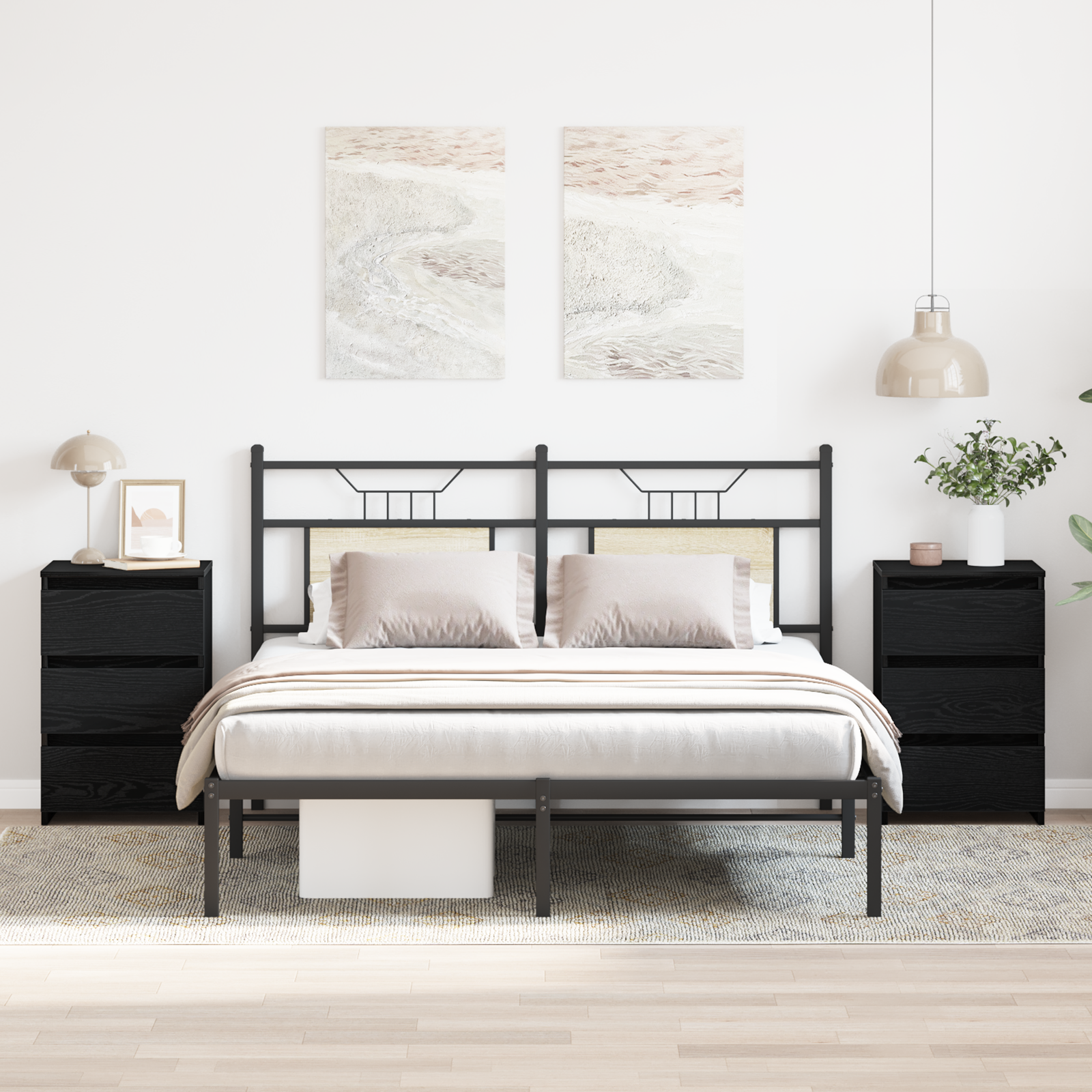 Thumbnail - vidaXL Nachttisch 2 pcs Schwarze Eiche 40 x 35 x 62,5 cm Holzwerkstoff