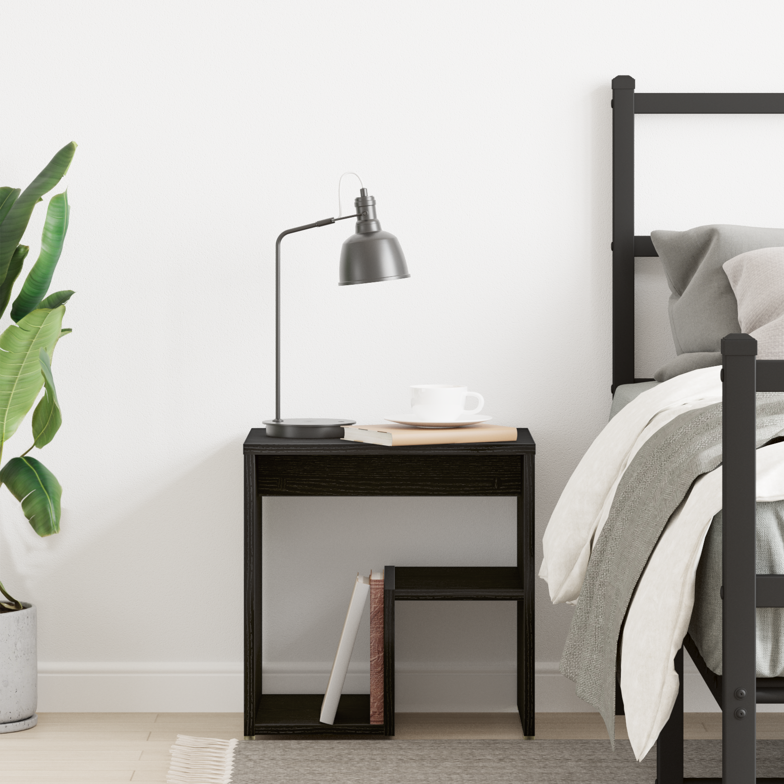 Nightstand Black Oak 40x30x40 cm Made of Engineered Wood - Image 4