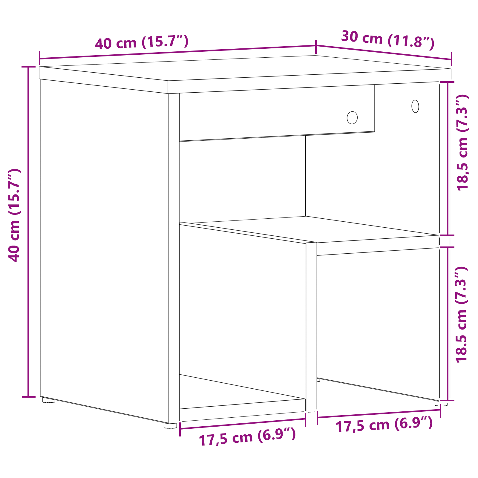 Nightstand Black Oak 40x30x40 cm Made of Engineered Wood - Image 9