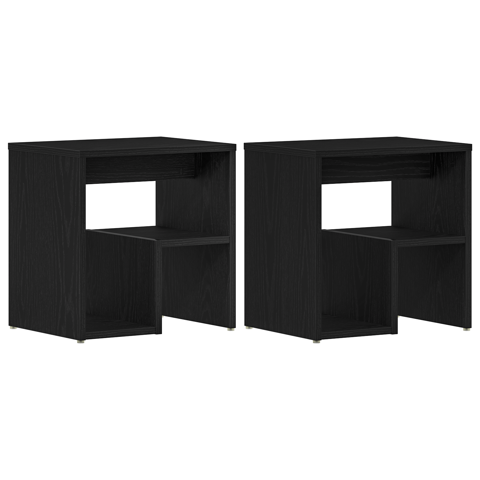 Bedside Tables Set of 2 Black Oak Engineered wood 40x30x40 - Image 2