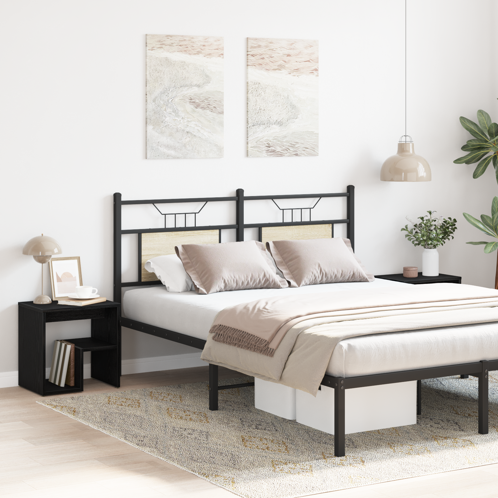 Bedside Tables Set of 2 Black Oak Engineered wood 40x30x40 - Image 4