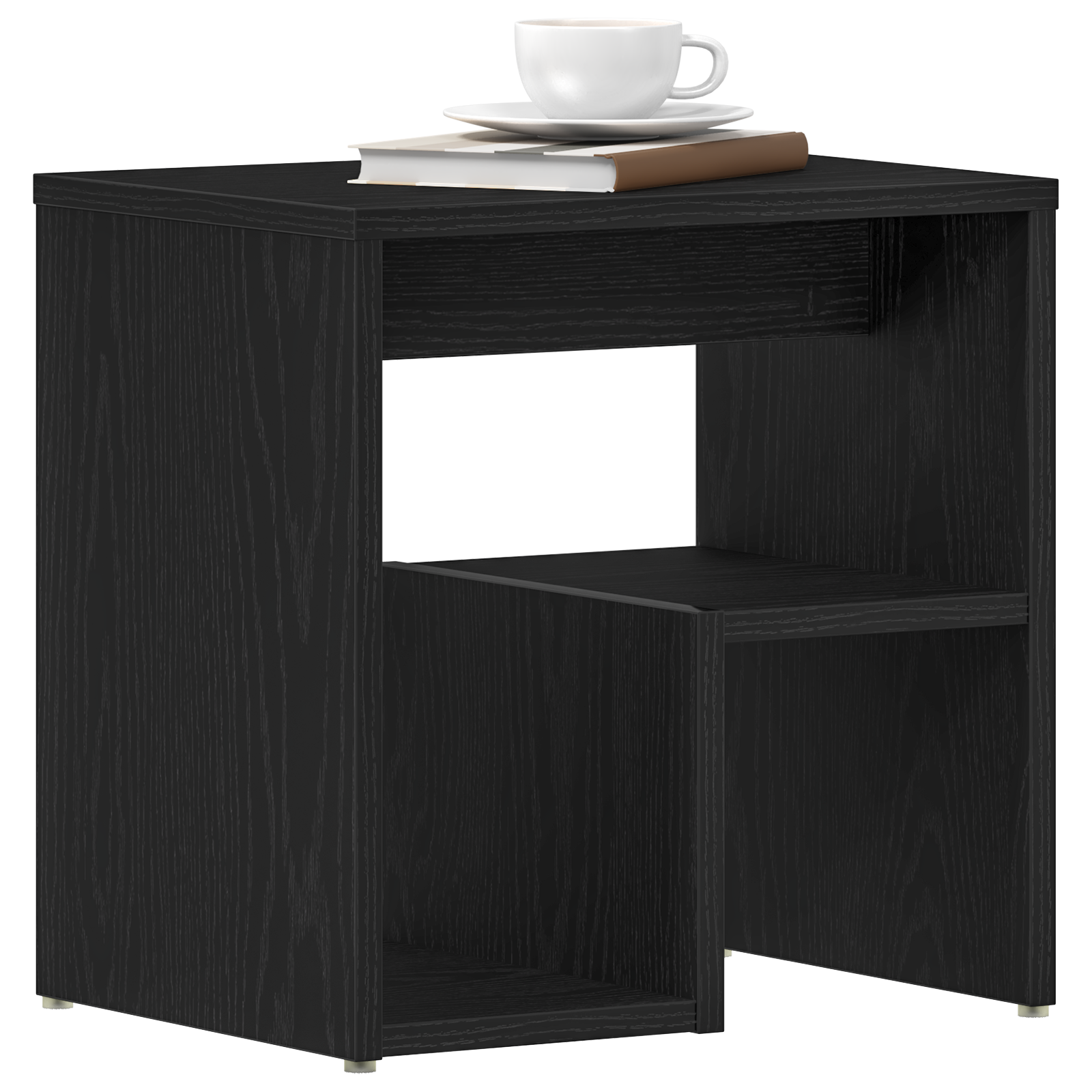 Bedside Tables Set of 2 Black Oak Engineered wood 40x30x40 - Image 3