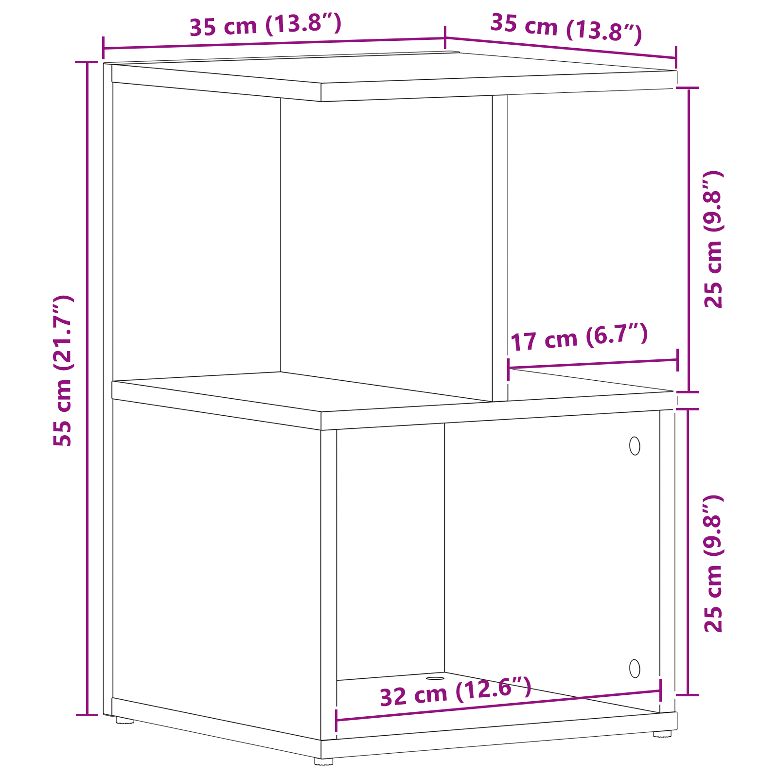 Black Oak Nightstand, 35x35x55 cm, Made from Engineered Wood - Image 9