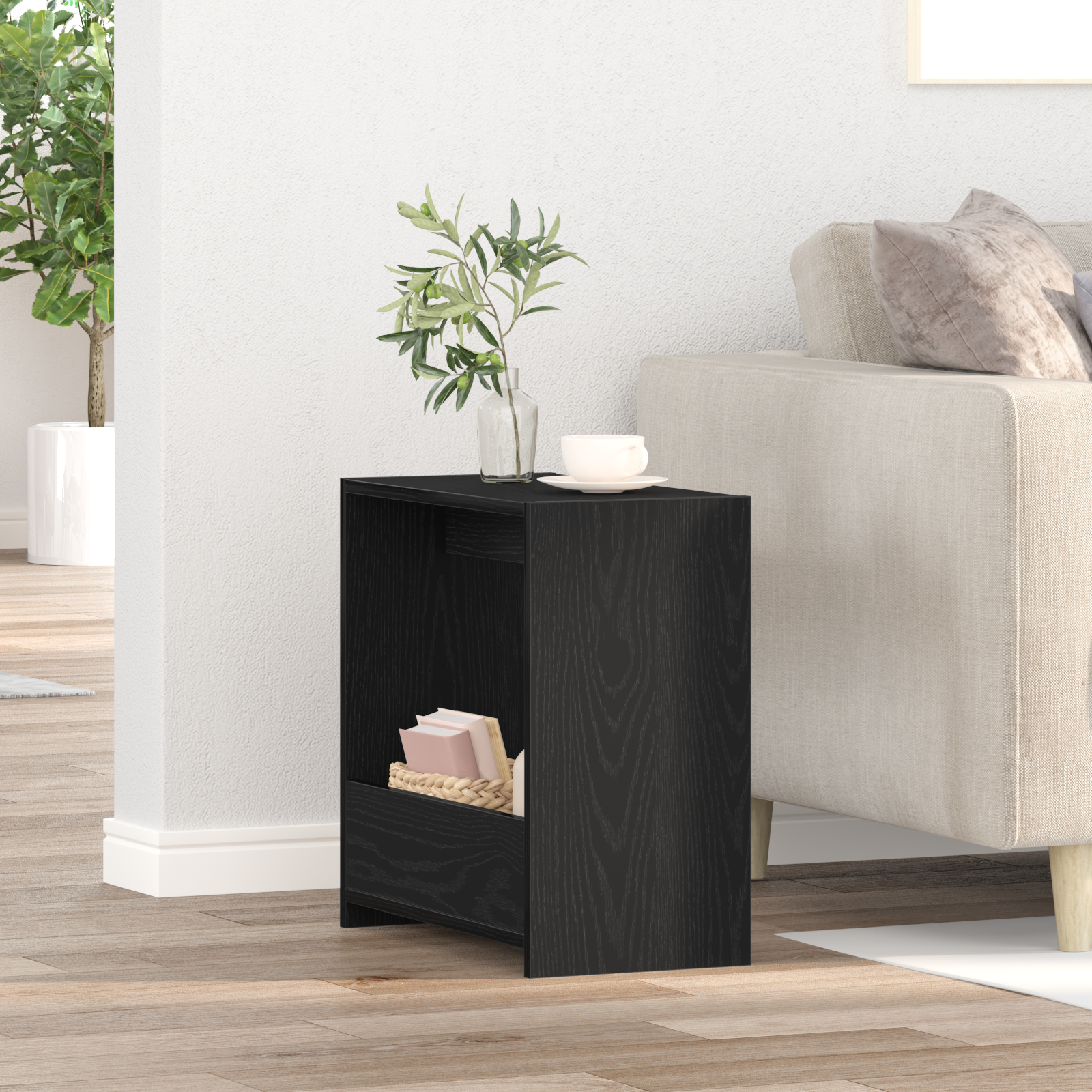 Side Table Black Oak 50x26x50 cm Engineered Wood - Image 4