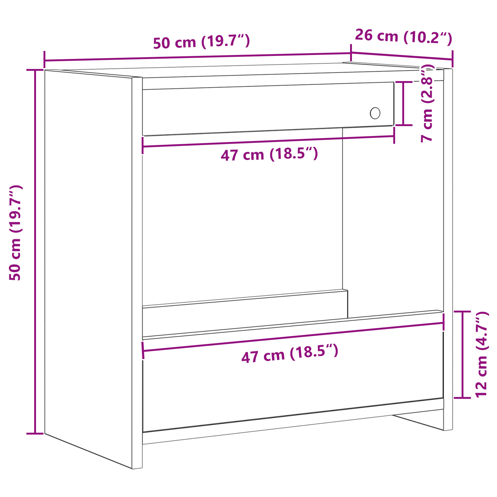 Side Table Black Oak 50x26x50 cm Engineered Wood - Image 9