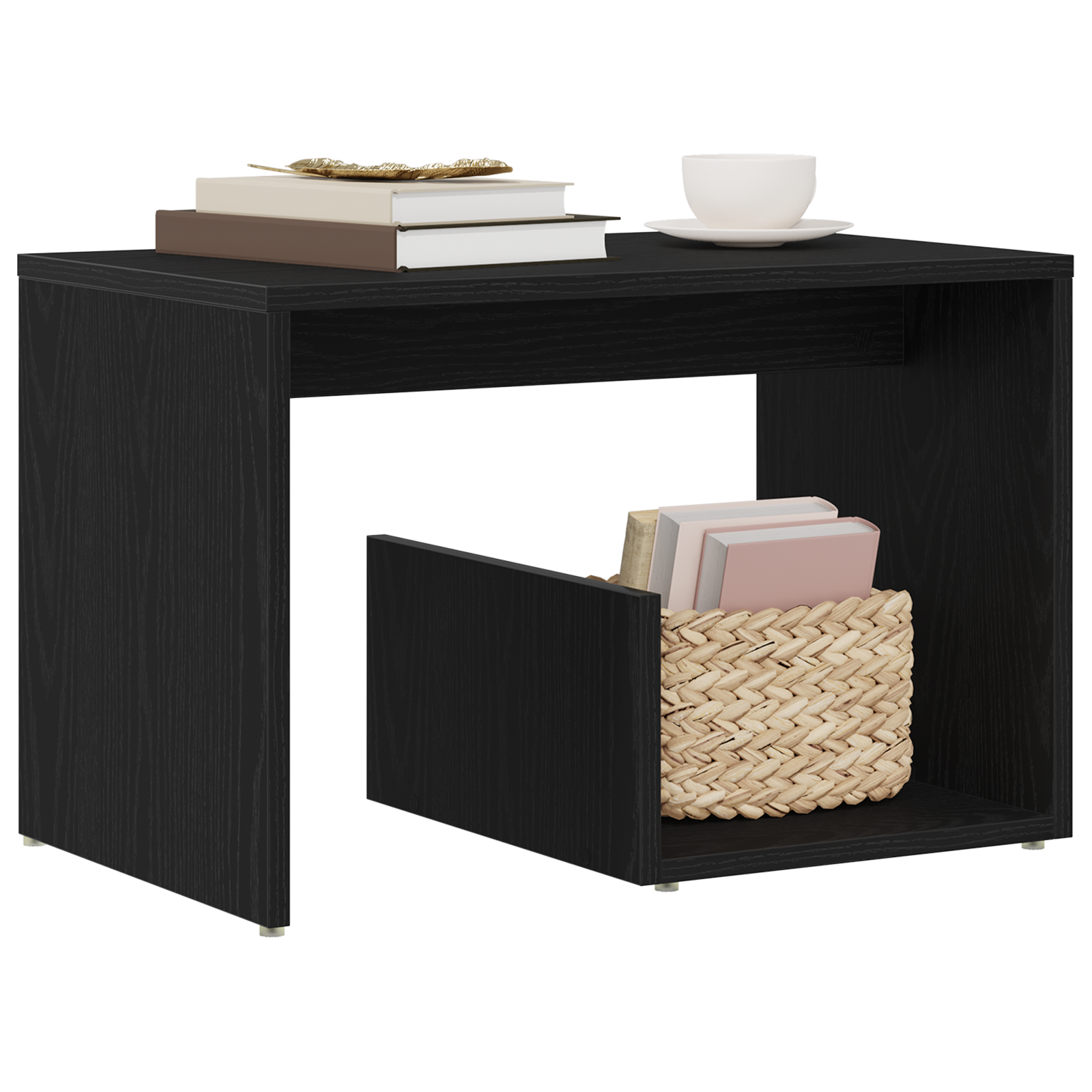Side Table Black Oak 59x36x38 cm Engineered Wood - Image 3