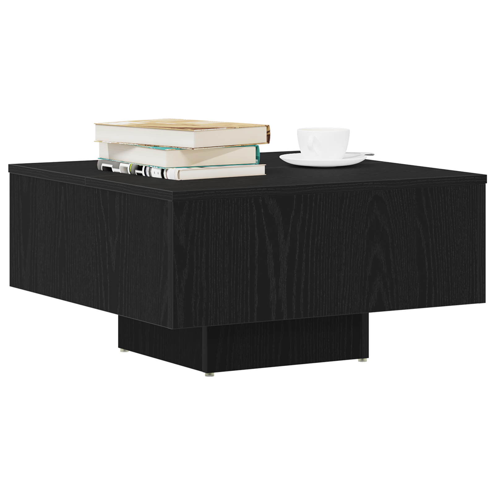 Black Oak Coffee Table - 60x60x31.5 cm - Made with Engineered Wood - Image 3