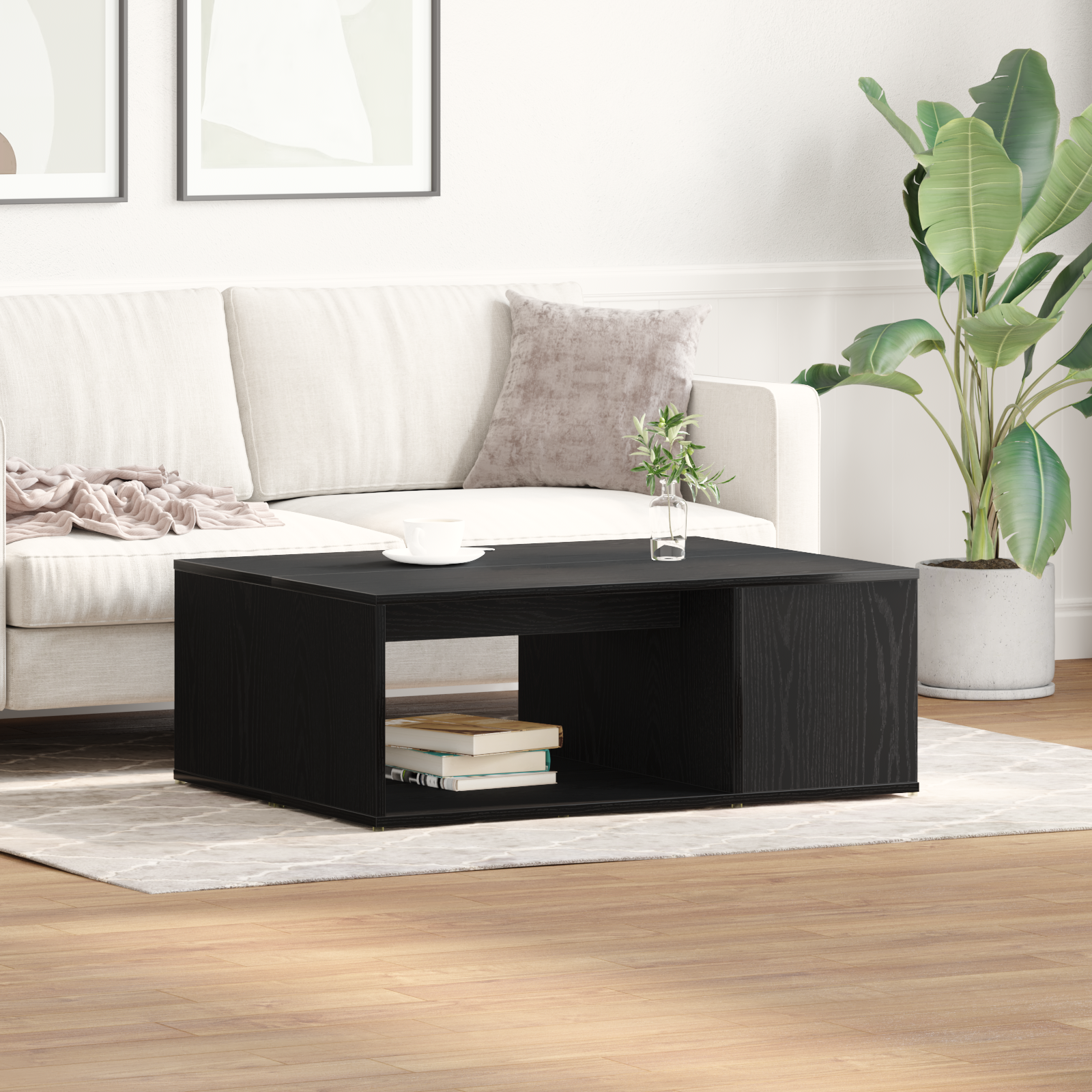 Coffee Table Black Oak 90x67x33 cm Engineered Wood