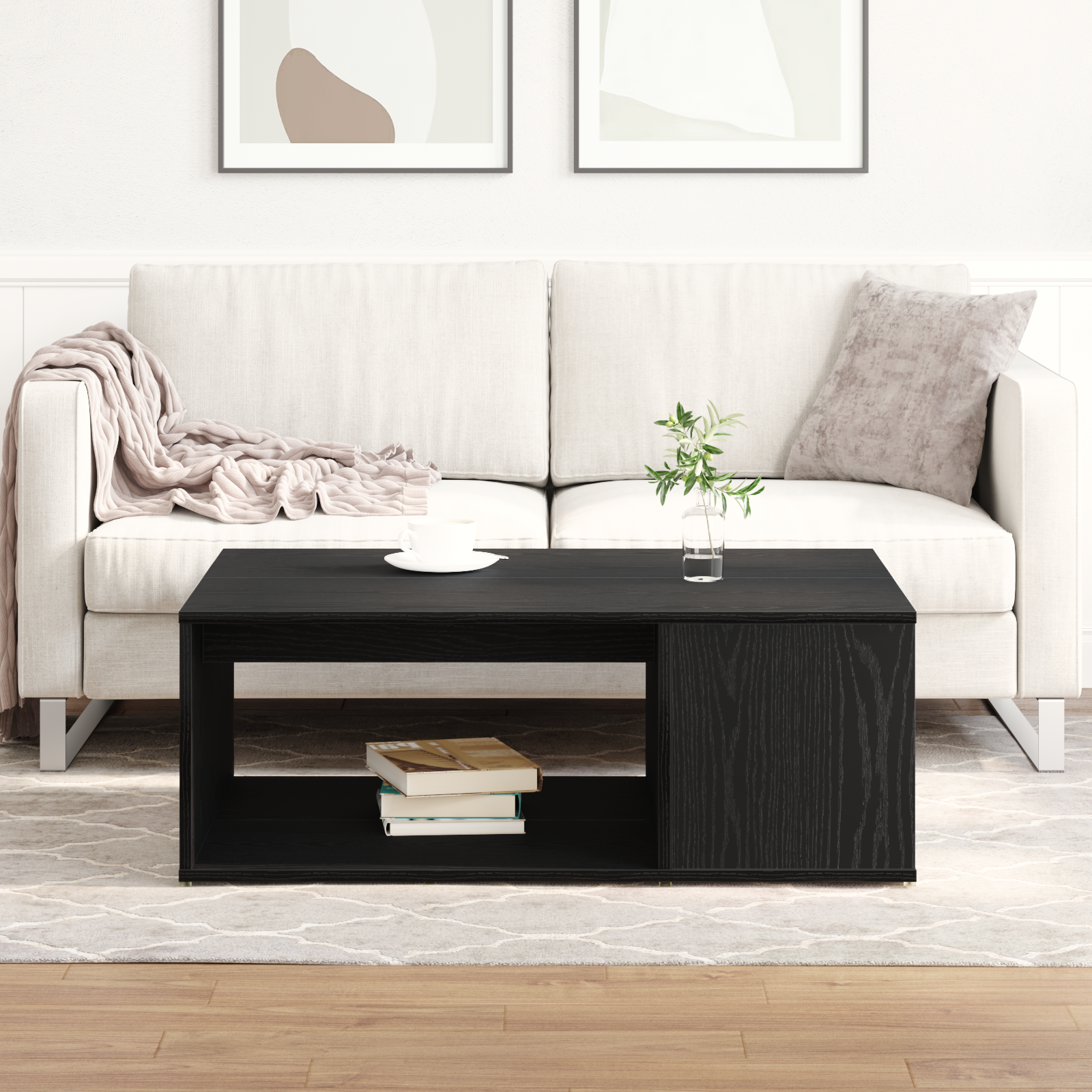 Coffee Table Black Oak 90x67x33 cm Engineered Wood - Image 4