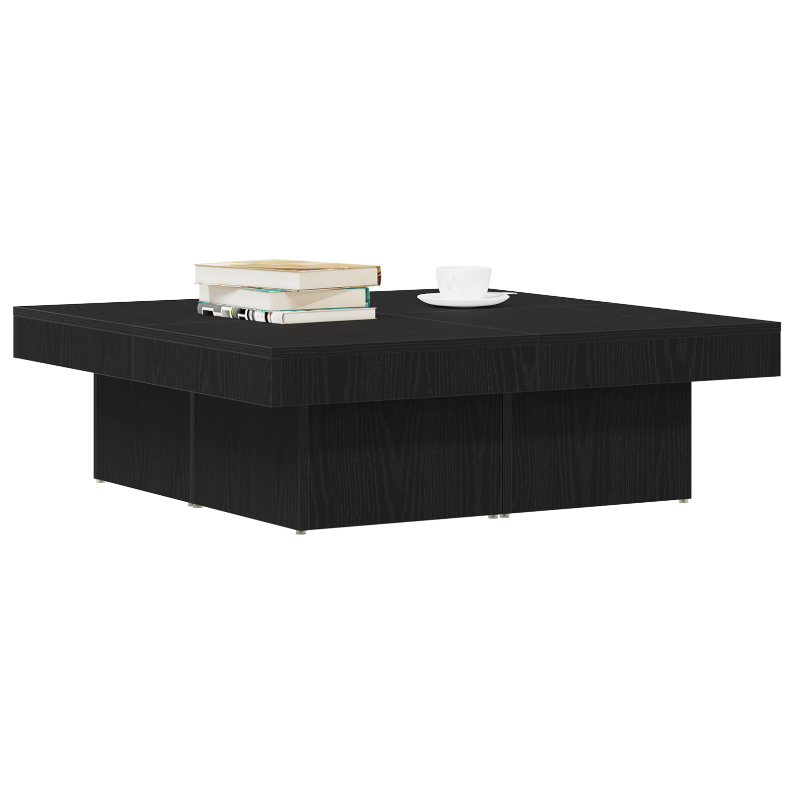 Black Oak Coffee Table 90x90x28 cm Made from Engineered Wood - Image 3