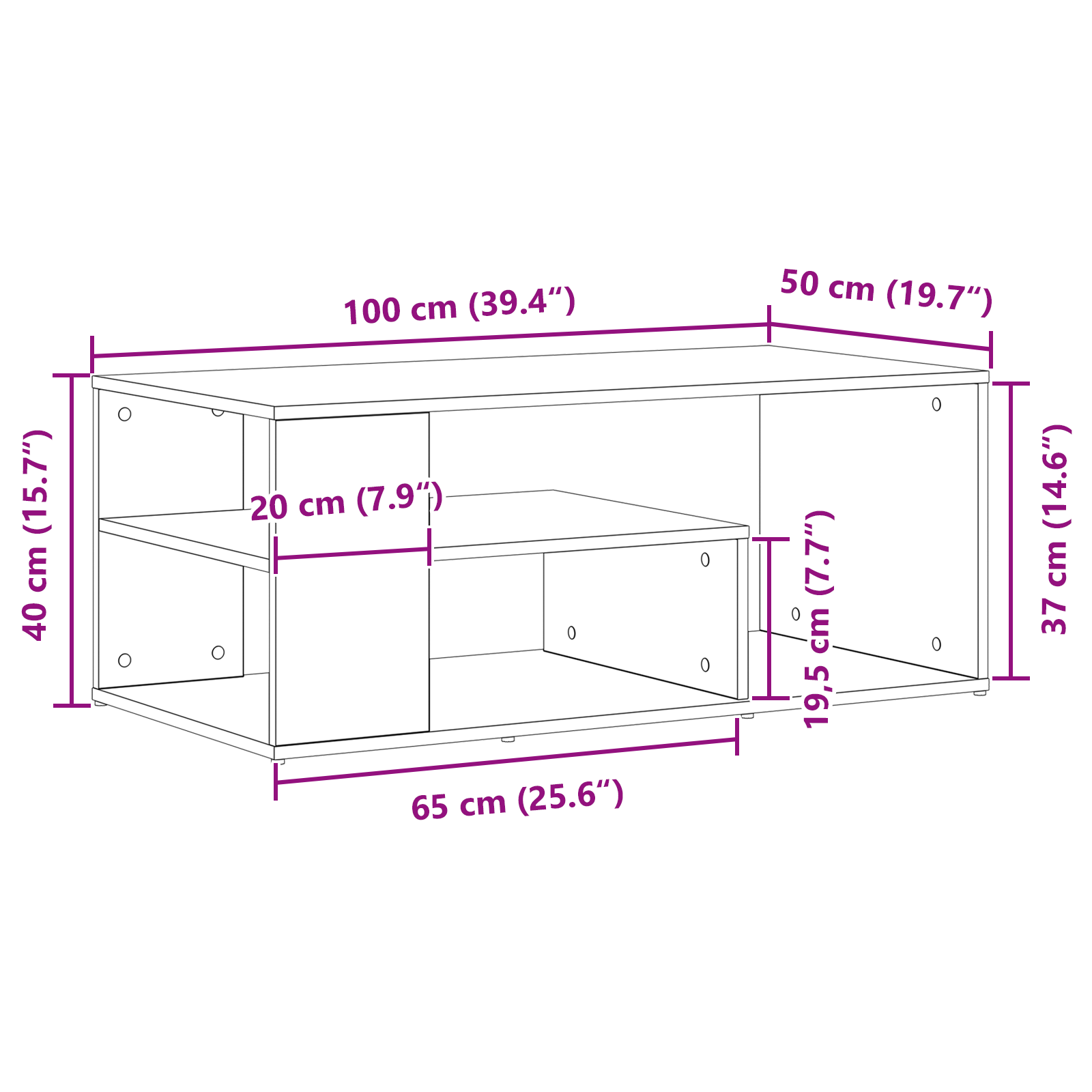 Coffee Table Black Oak 100x50x40 cm Engineered Wood - Image 8