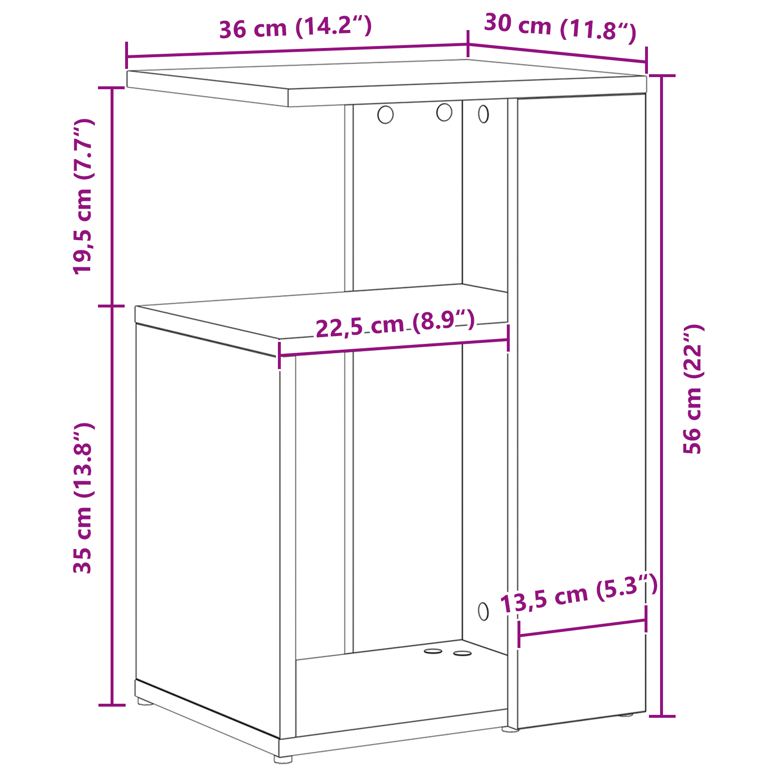 Side Table Black Oak 36x30x56 cm Engineered Wood - Image 9