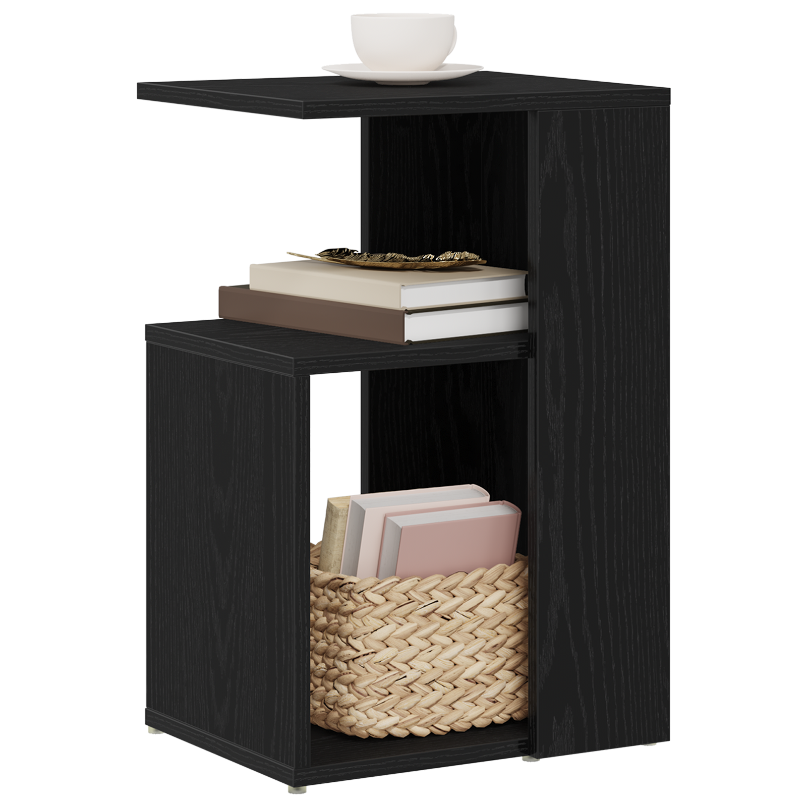 Side Table Black Oak 36x30x56 cm Engineered Wood - Image 3