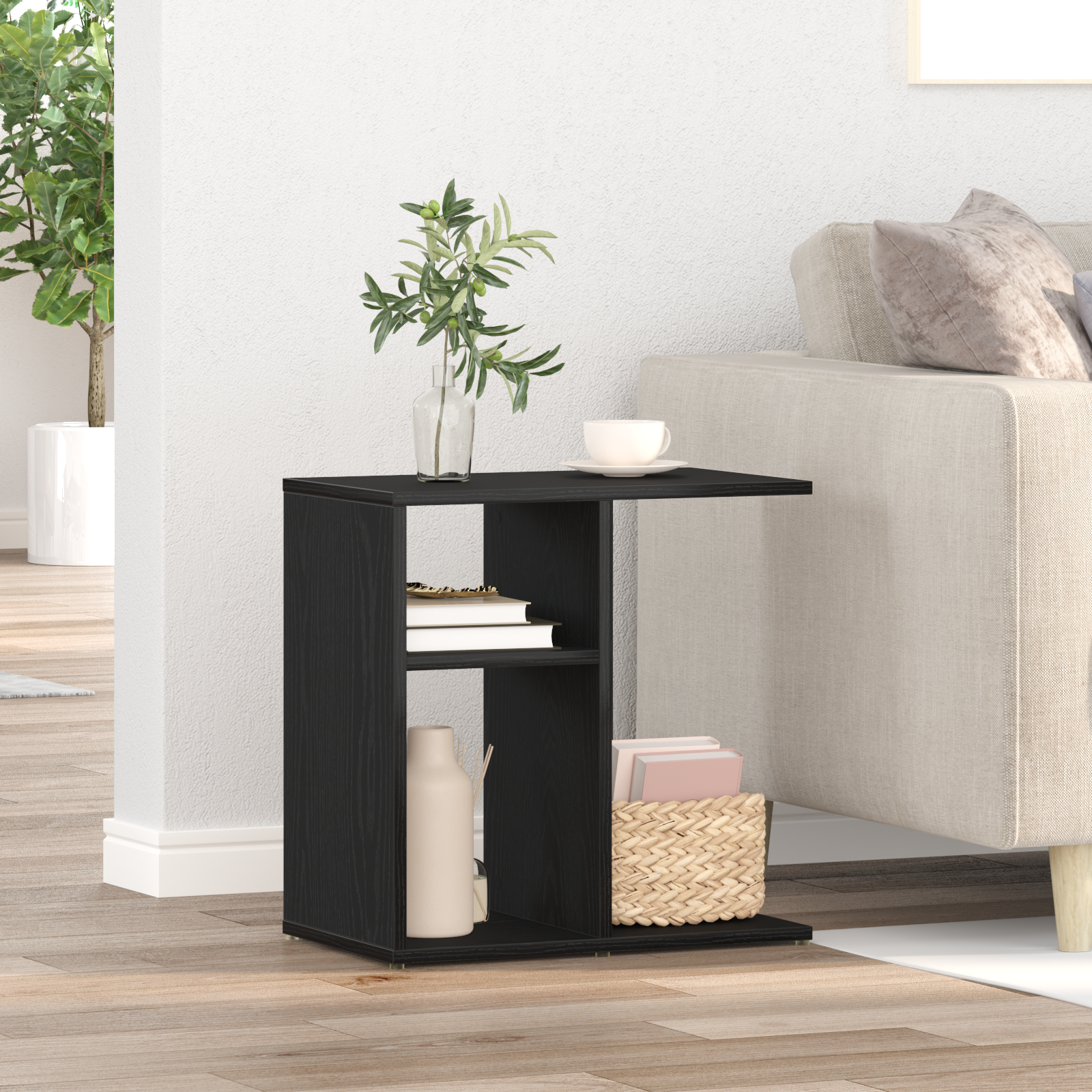 Side Table - Black Oak, 50x30x50 cm, Engineered Wood