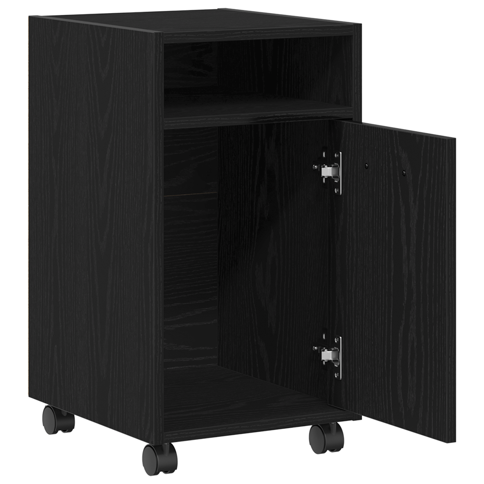 Side Cabinet on Wheels - Black Oak, 33x38x60 cm, Made of Engineered Wood - Image 2