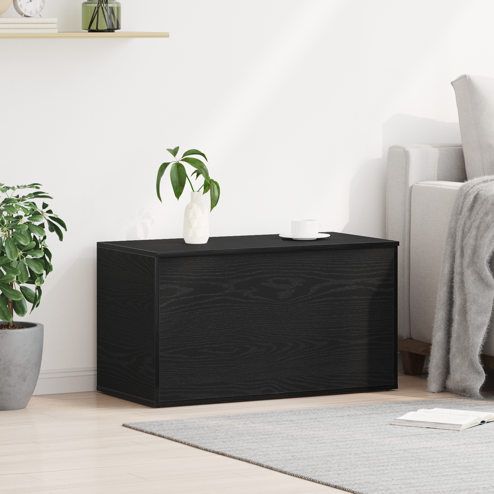 Storage Chest in Black Oak - 84x42x46 cm, Made of Engineered Wood - Image 4