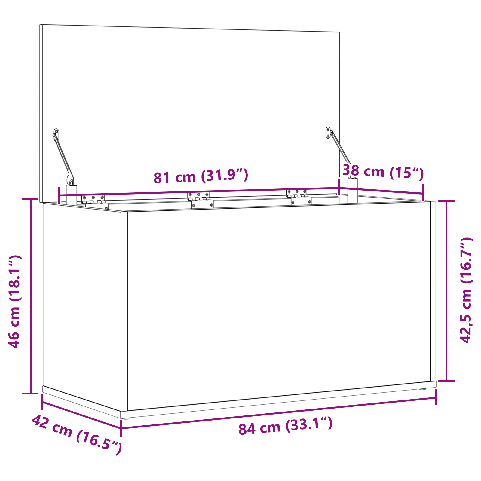 Storage Chest in Black Oak - 84x42x46 cm, Made of Engineered Wood - Image 11