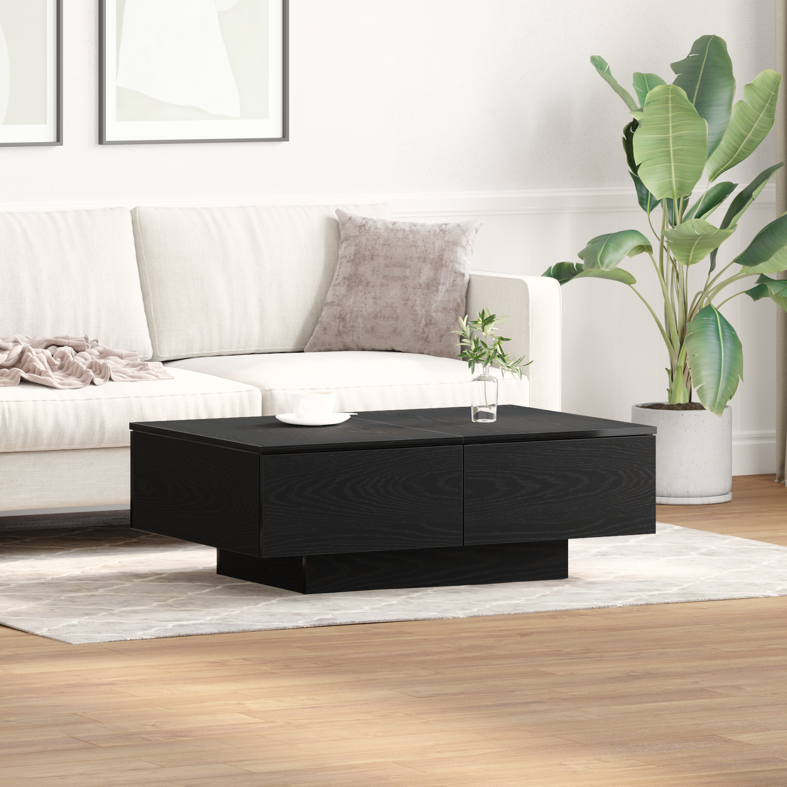 Black Oak Coffee Table - 90x60x31 cm, Made from Engineered Wood