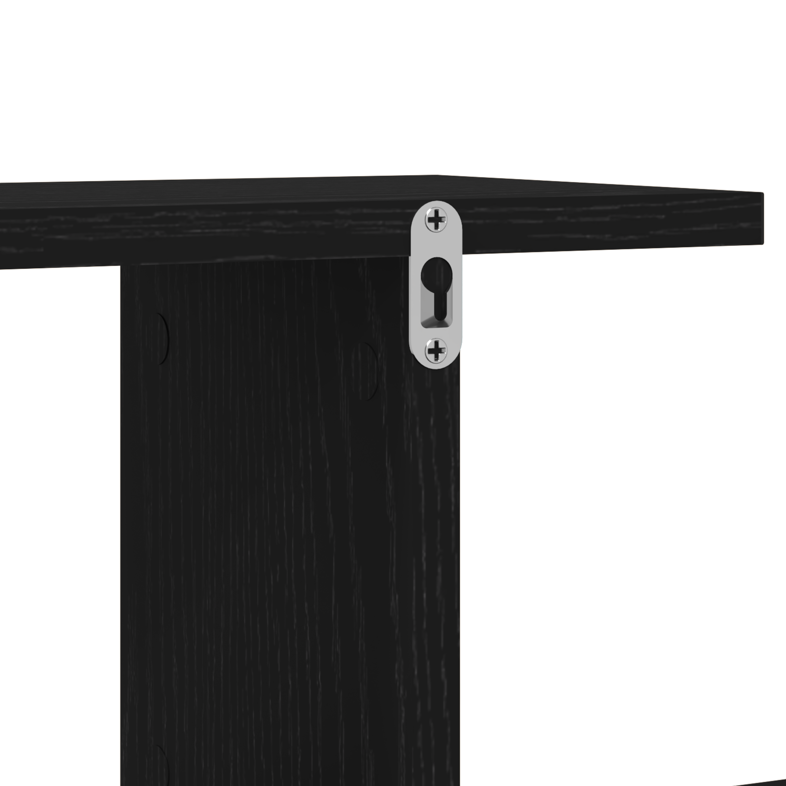Black Oak Wall-Mounted TV Shelf - 125x18x23 cm, Made from Engineered Wood - Image 9
