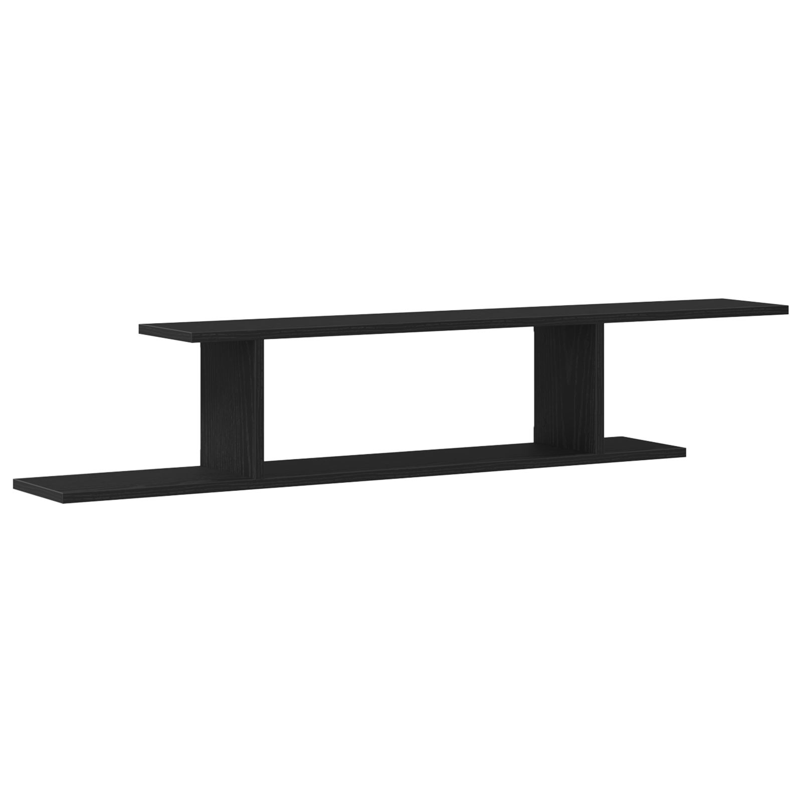 Black Oak Wall-Mounted TV Shelf - 125x18x23 cm, Made from Engineered Wood - Image 2