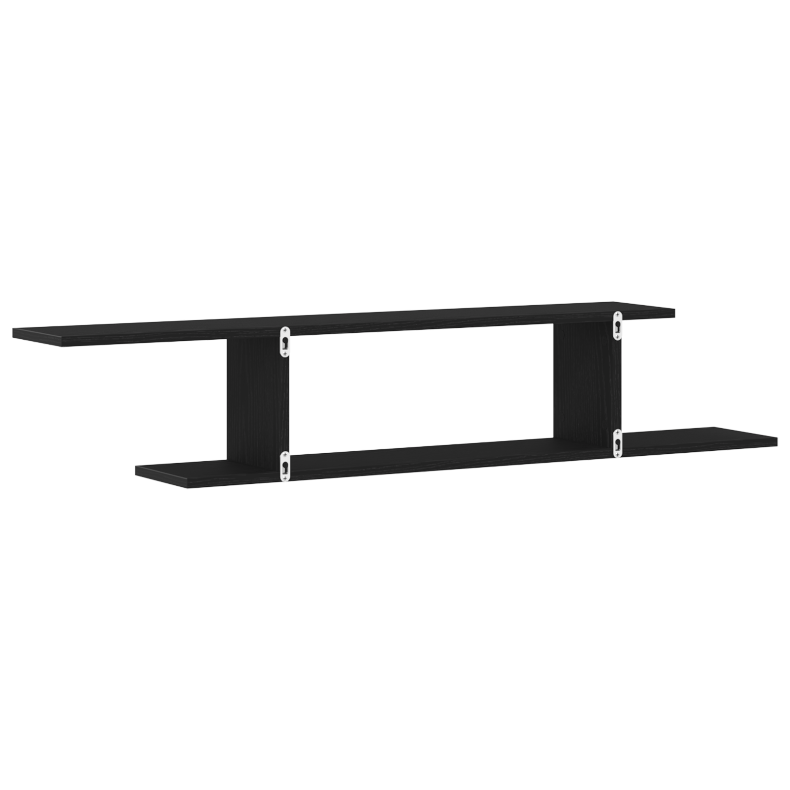 Black Oak Wall-Mounted TV Shelf - 125x18x23 cm, Made from Engineered Wood - Image 5