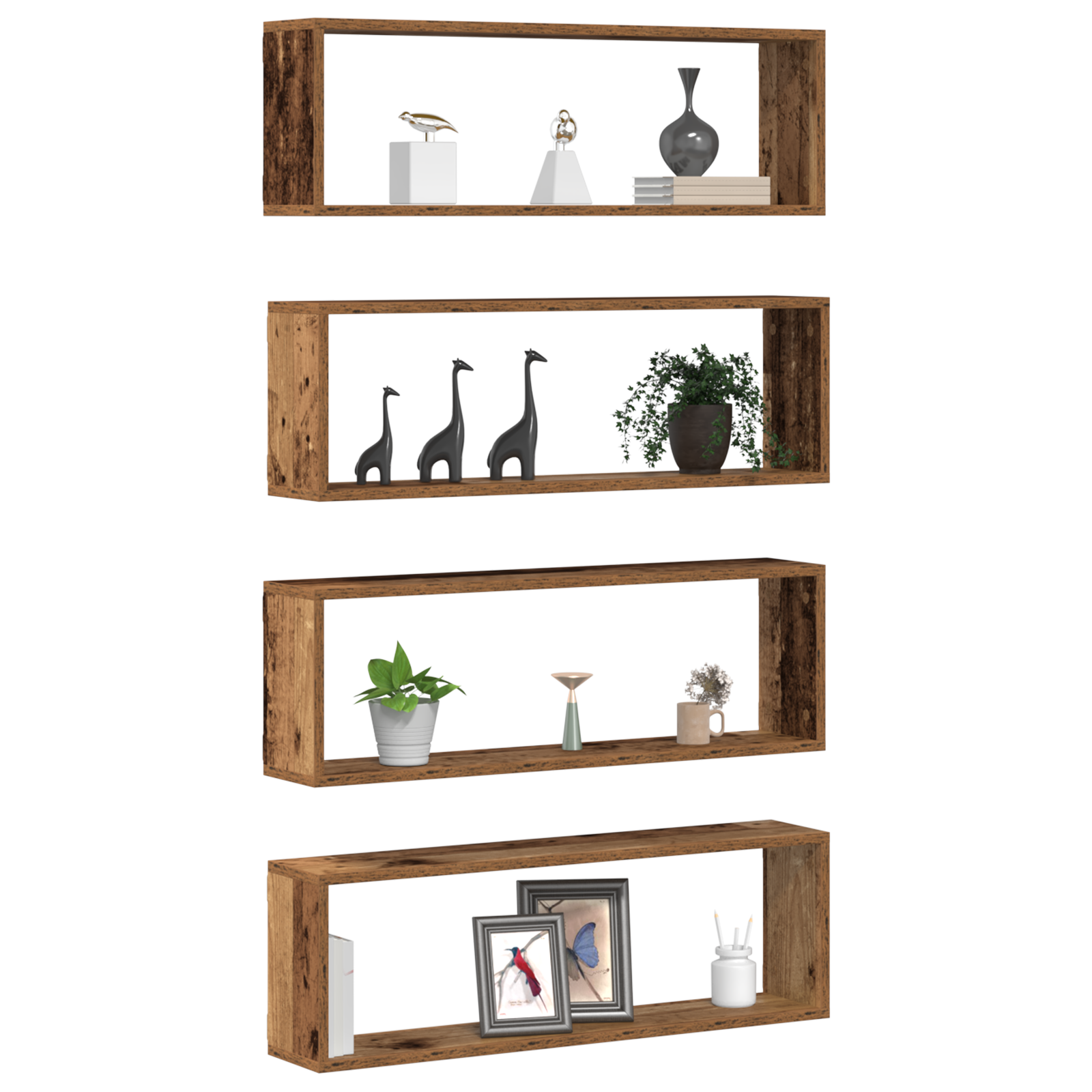 Wall Shelves Set of 4, Vintage Style, 80x15x26 cm, Made of Engineered Wood - Image 3