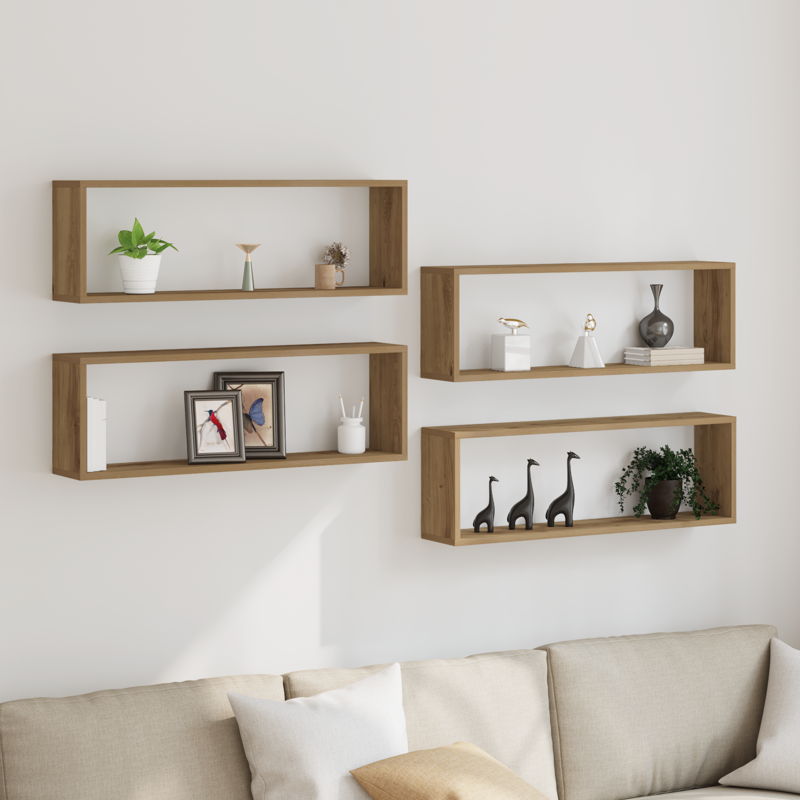 Wall Shelf Set of 4 Artisan oak Engineered wood 80 x 15 x 26 cm