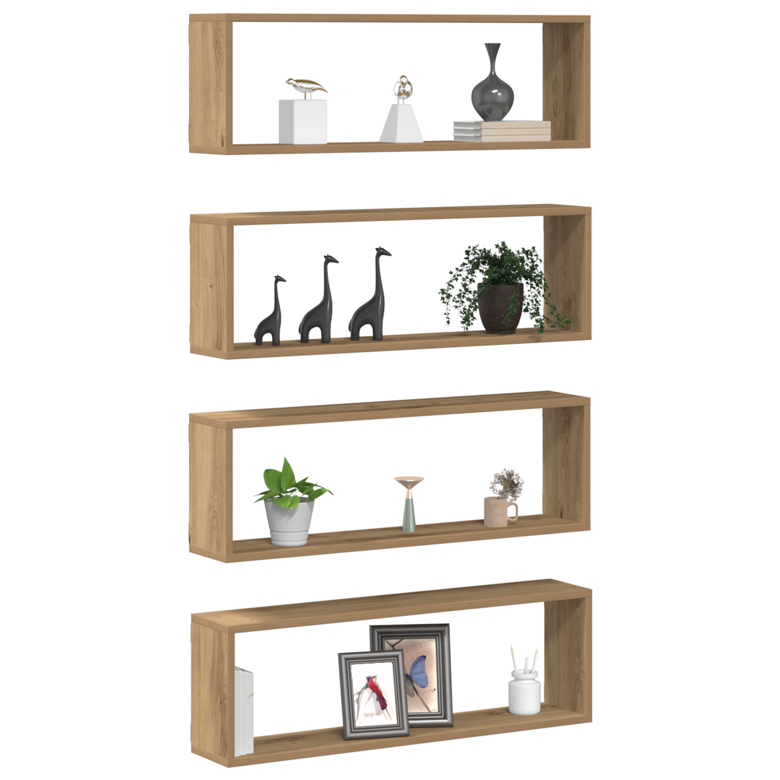 Wall Shelf Set of 4 Artisan oak Engineered wood 80 x 15 x 26 cm - Image 3