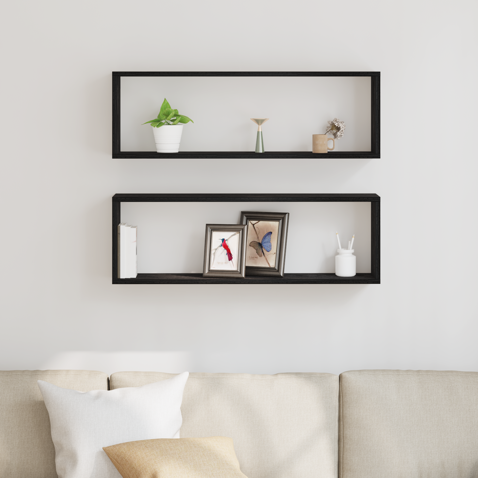 Wall Shelves - Set of 2, Black Oak, 80x15x26 cm, Made from Engineered Wood - Image 4