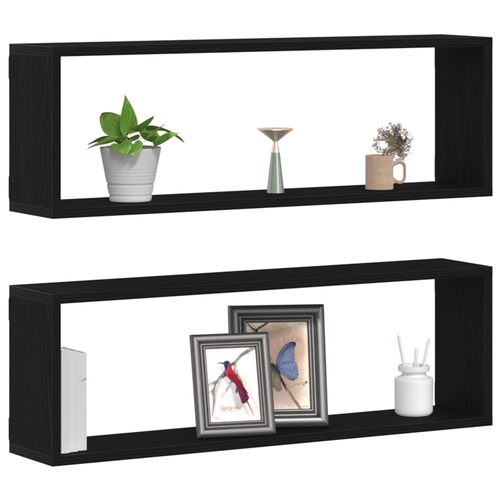 Wall Shelves - Set of 2, Black Oak, 80x15x26 cm, Made from Engineered Wood - Image 3