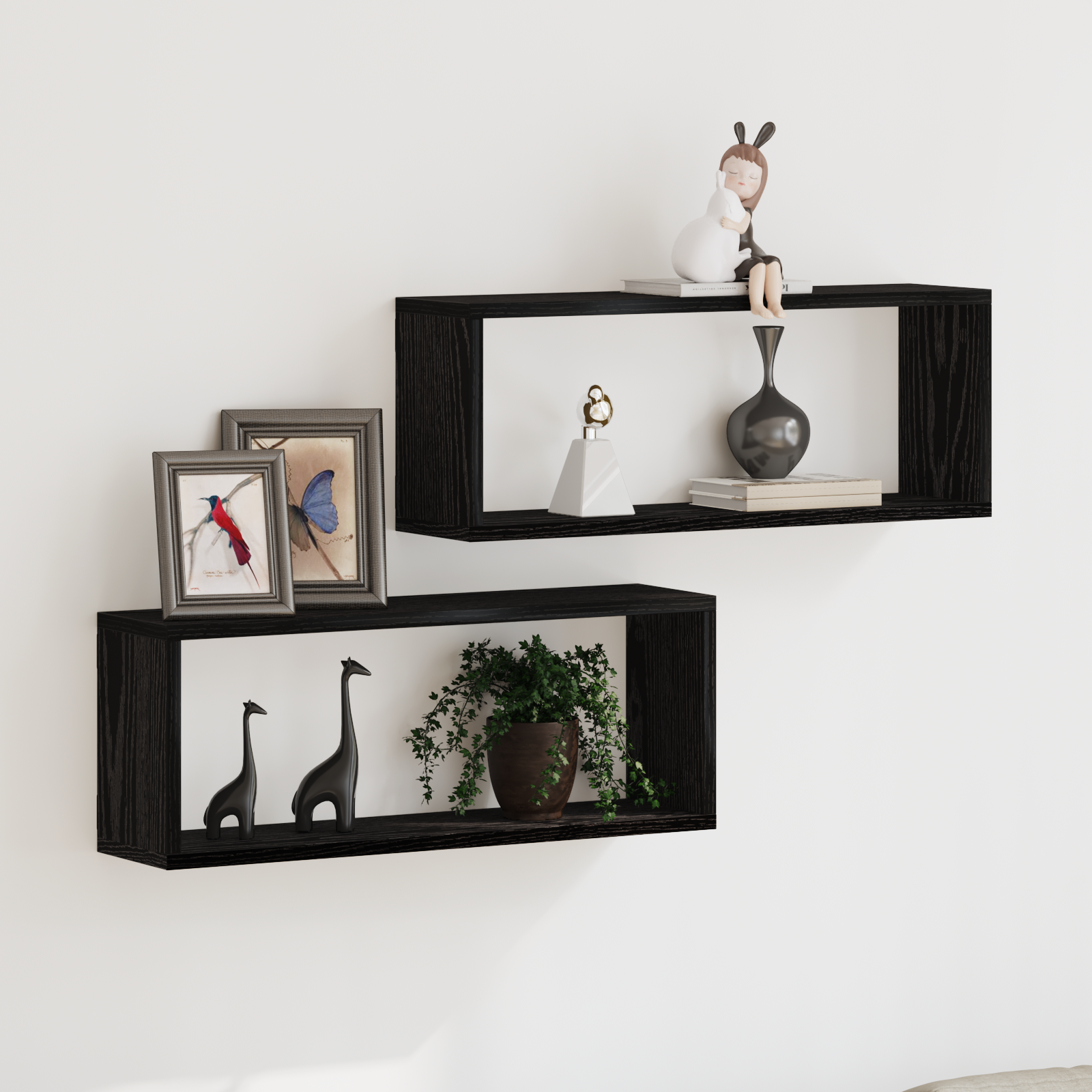 Thumbnail - vidaXL Wandregale 2er Set Schwarz Eiche 60x15x23 cm Aus Spanplatte