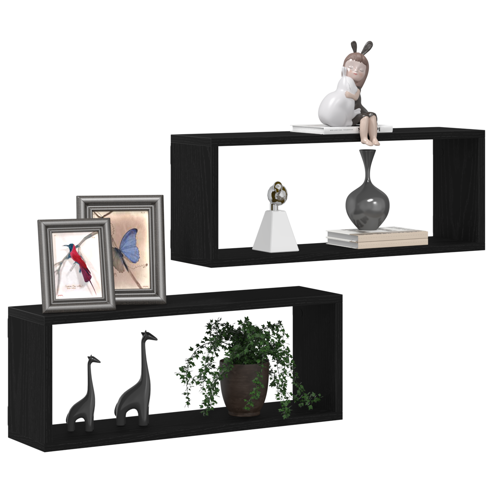 Thumbnail - vidaXL Wandregale 2er Set Schwarz Eiche 60x15x23 cm Aus Spanplatte