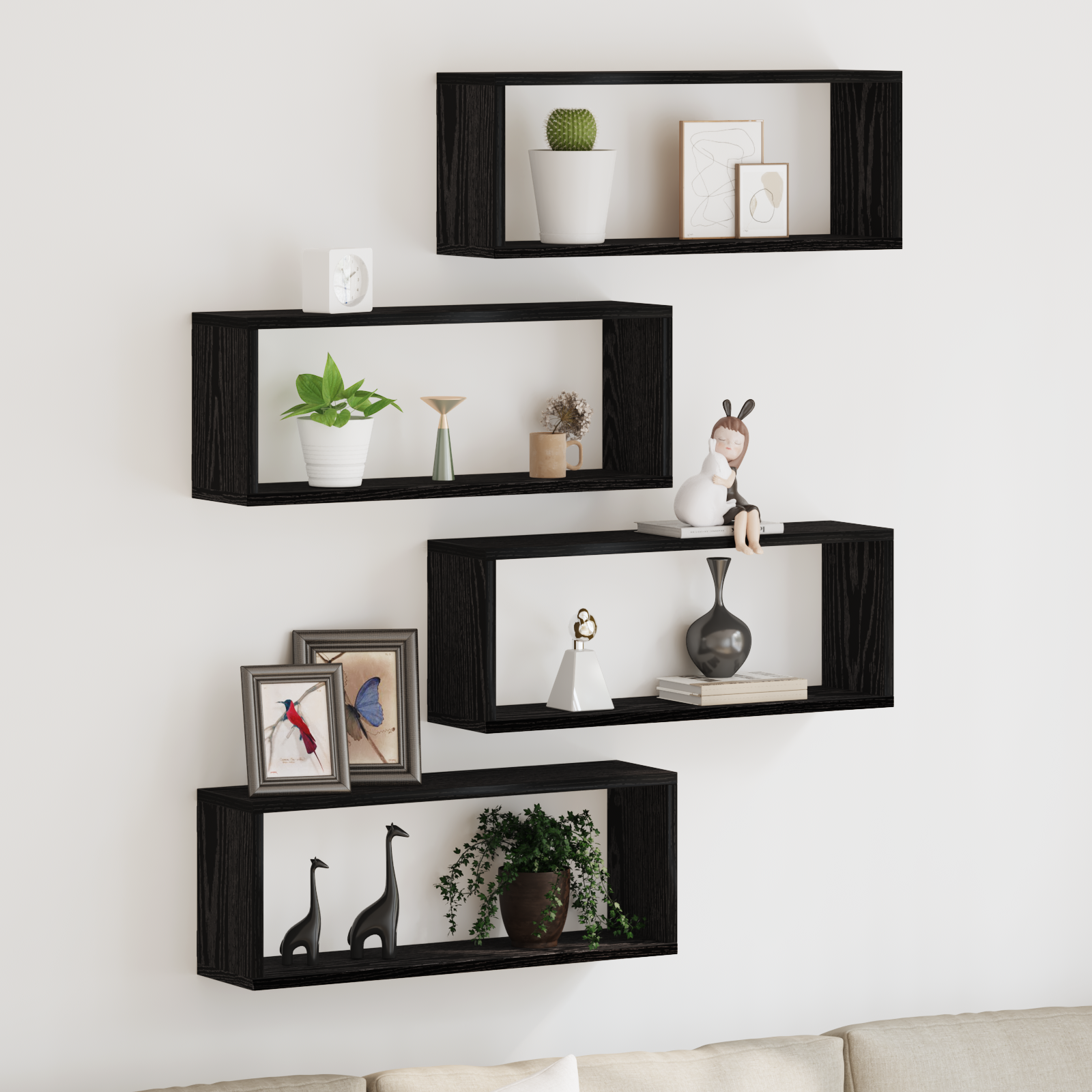 vidaXL Wandregale 4 pcs Schwarze Eiche 60 x 15 x 23 cm Holzwerkstoff