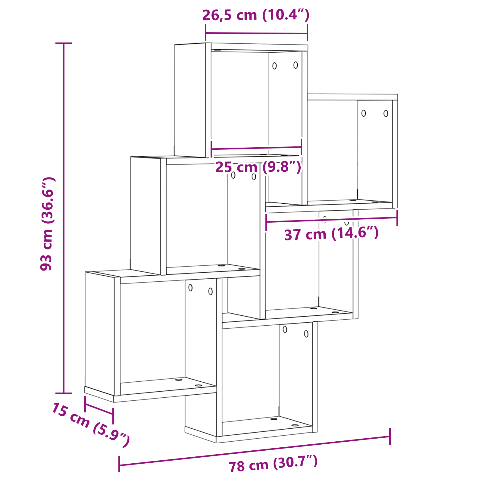 Black Oak Wall Cabinet - 78x15x92 cm - Made from Engineered Wood - Image 10