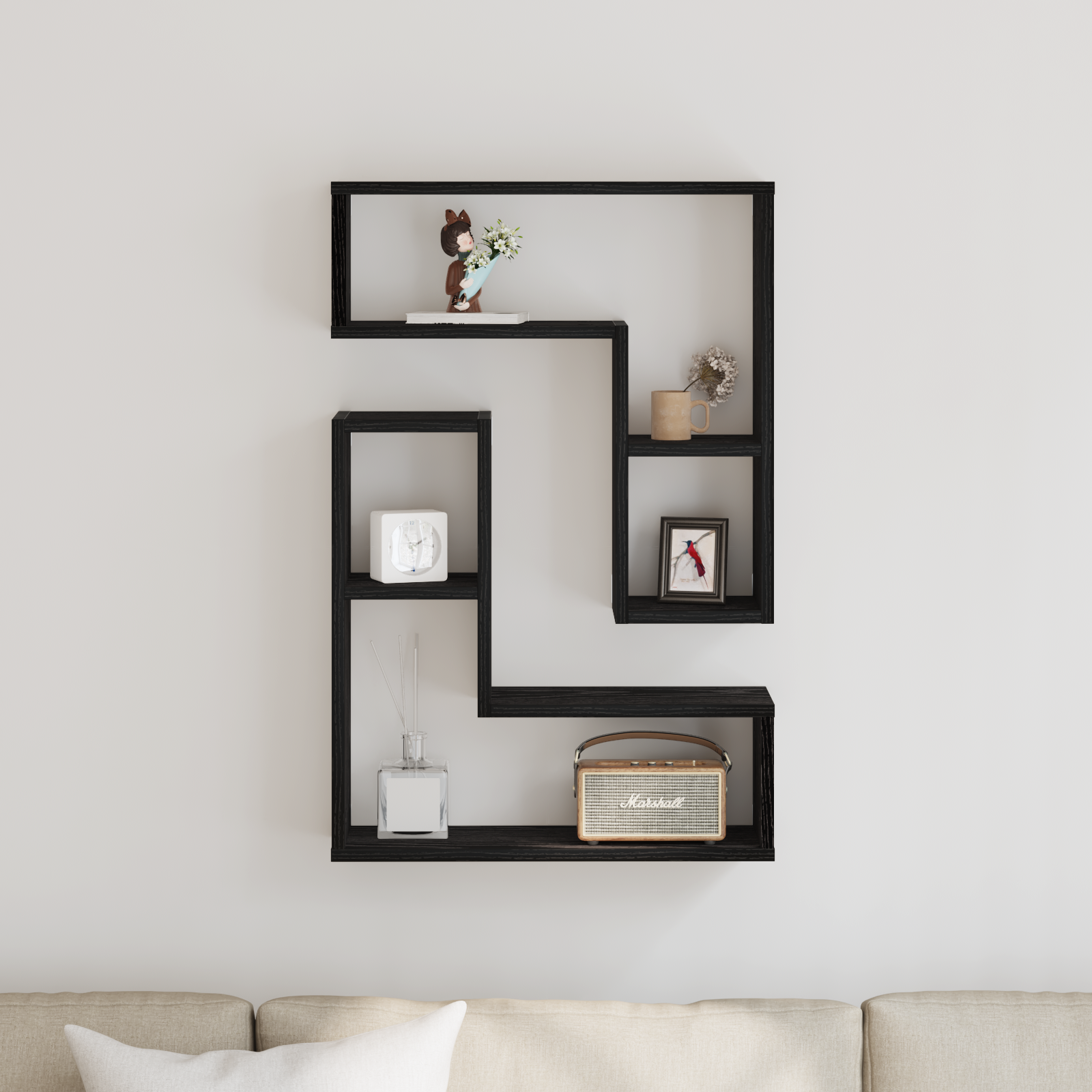 Wall Shelves 2 Pack Black Oak 50x15x85 cm Made from Engineered Wood - Image 4