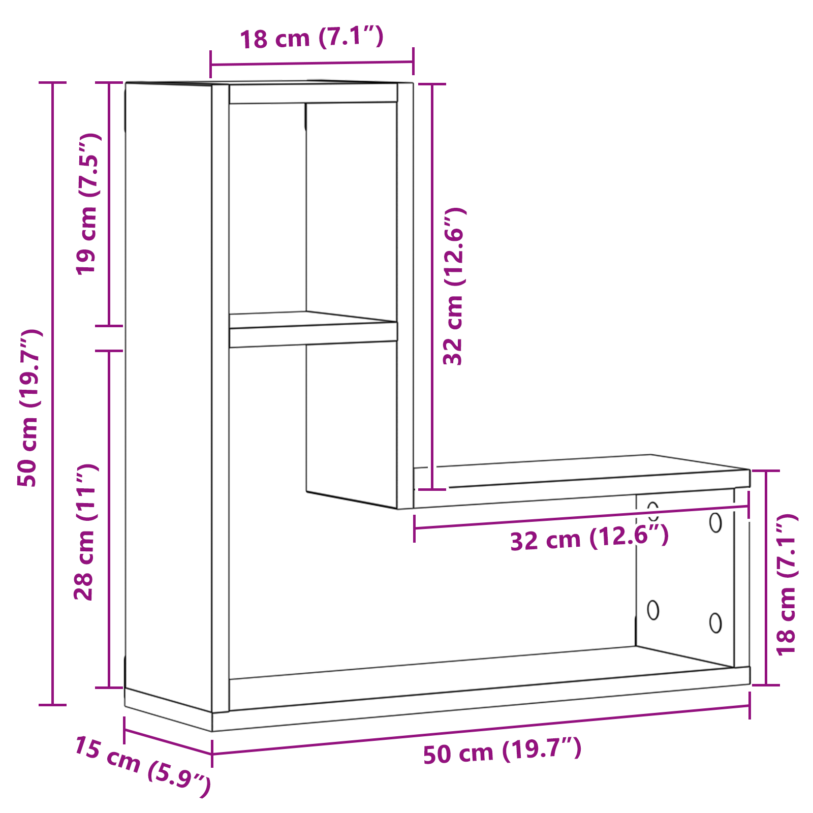 Wall Shelves 2 Pack Black Oak 50x15x85 cm Made from Engineered Wood - Image 10