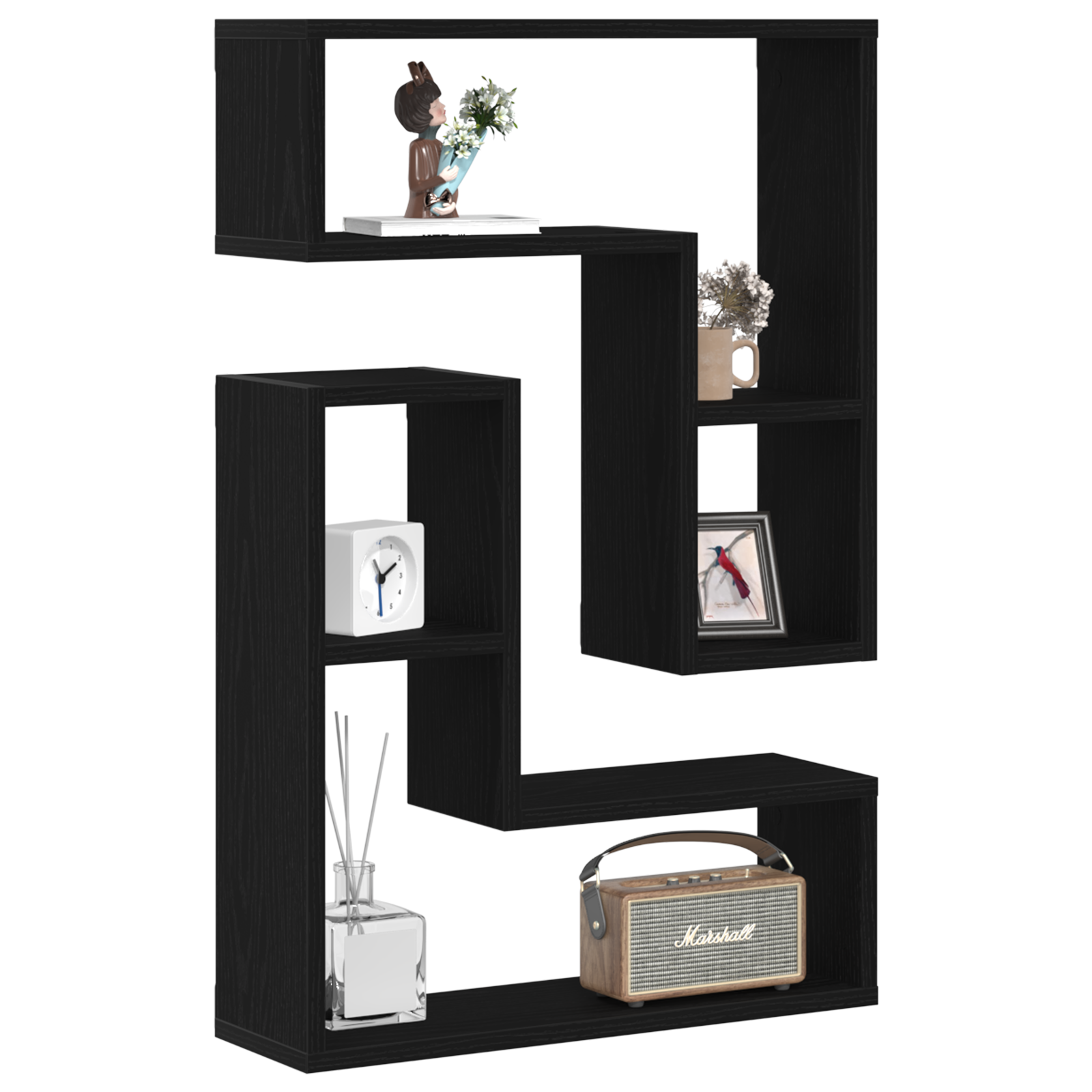 Thumbnail - vidaXL Wandregale 2er Set Schwarz Eiche 50x15x85 cm