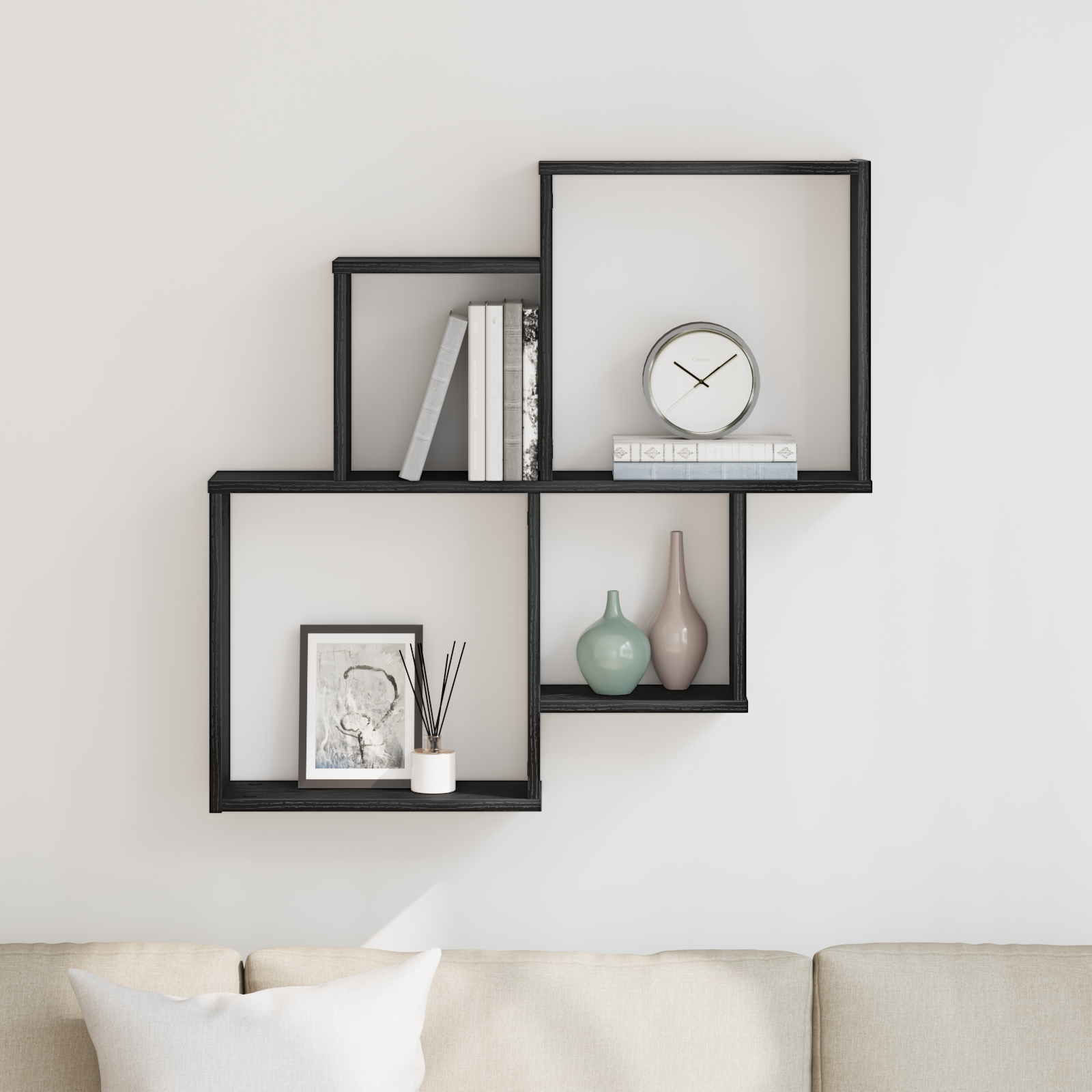 Black Oak Wall Cabinet - 80x15x78.5 cm, Made from Engineered Wood - Image 4