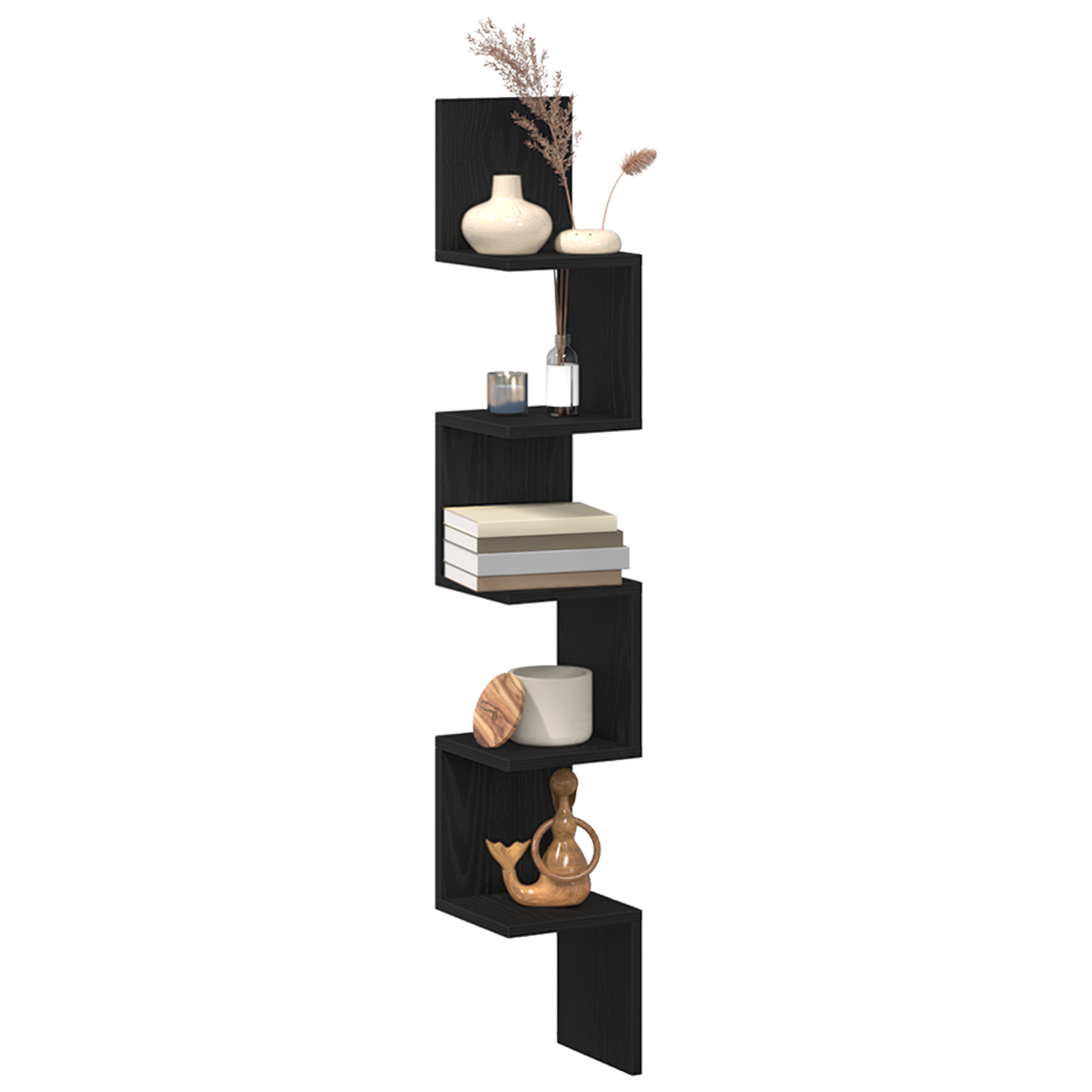 Wall Corner Shelf - Black Oak, 20x20x127.5 cm, Made of Engineered Wood - Image 3