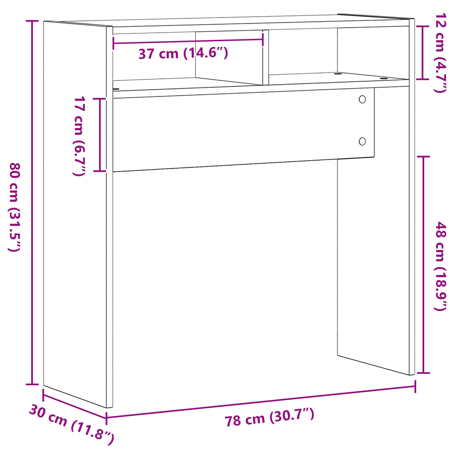 Black Oak Console Table - 78x30x80 cm - Made from Engineered Wood - Image 9