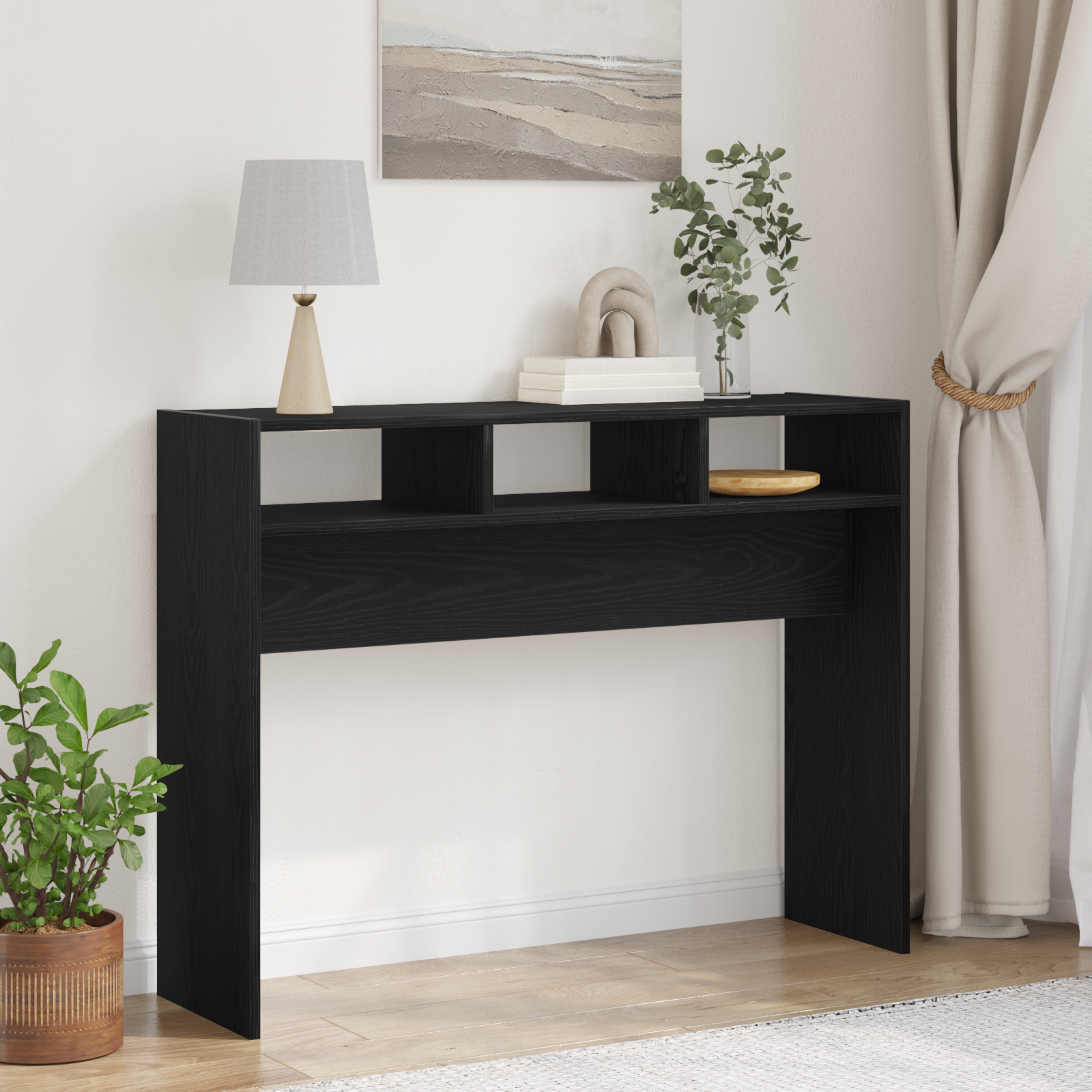 Console Table - Black Oak, 105x30x80 cm, Made of Engineered Wood