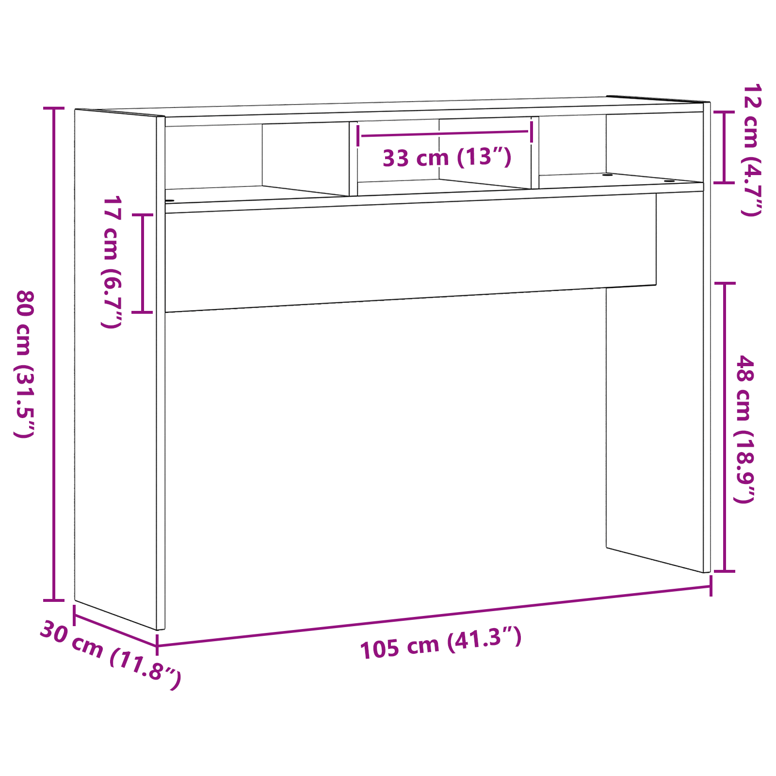 Console Table - Black Oak, 105x30x80 cm, Made of Engineered Wood - Image 9