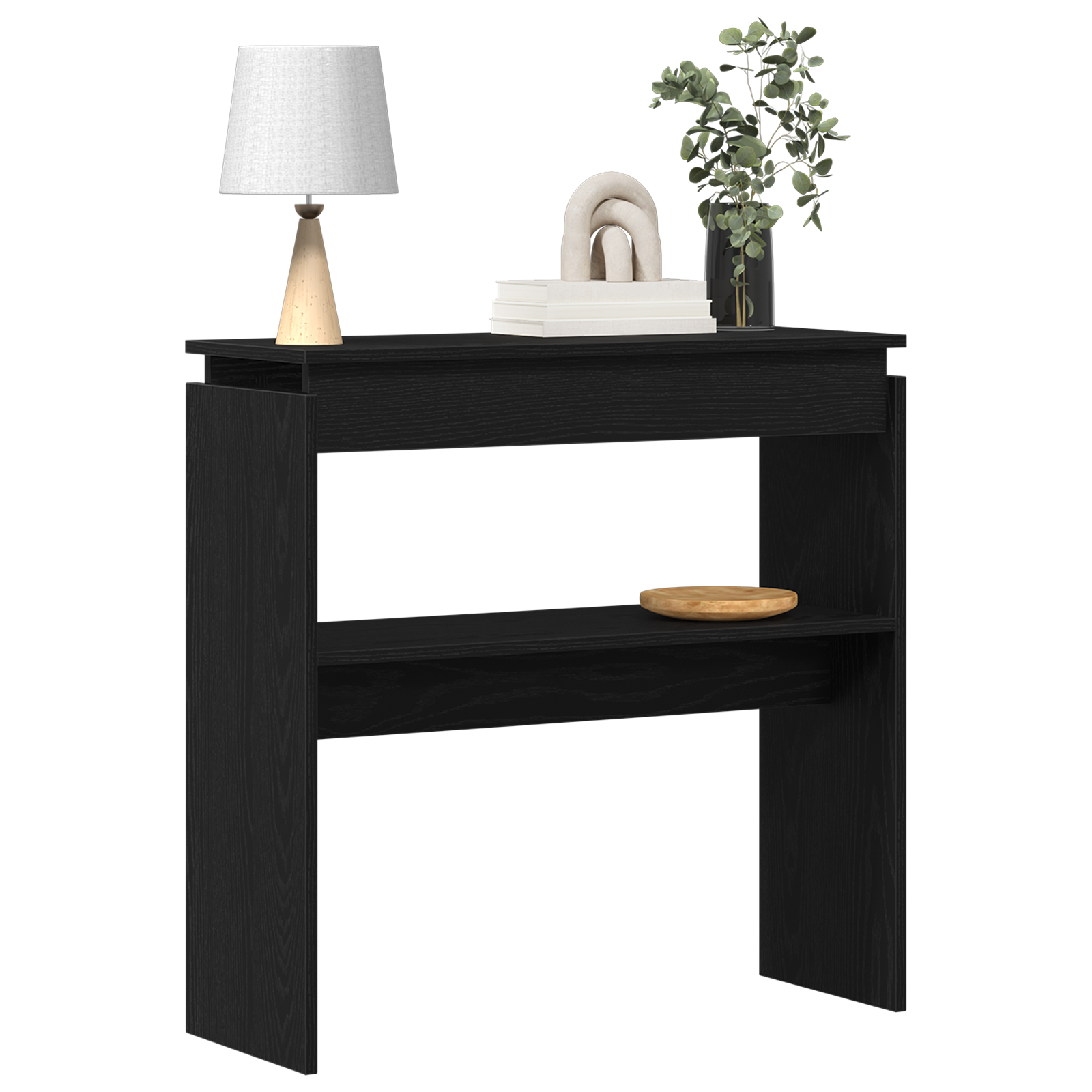 Black Oak Console Table - 80x30x80 cm - Engineered Wood - Image 3