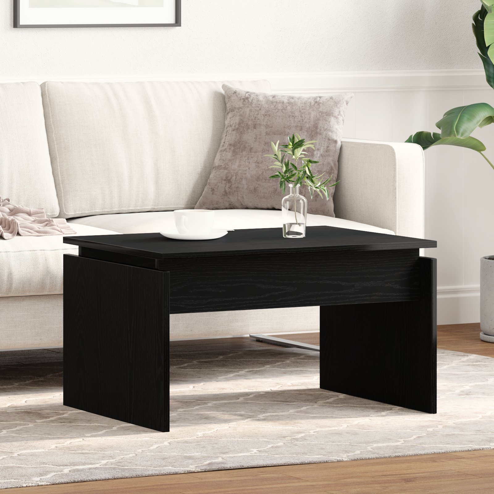 Black Oak Coffee Table 68x38x50 cm Made from Engineered Wood - Image 4
