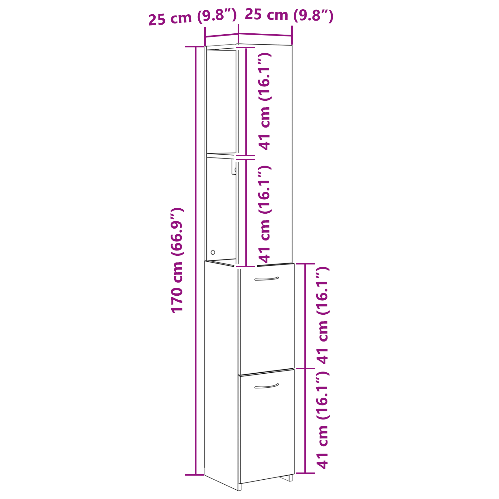 Black Oak Bathroom Cabinet 25x25x170 cm Made of Engineered Wood - Image 10