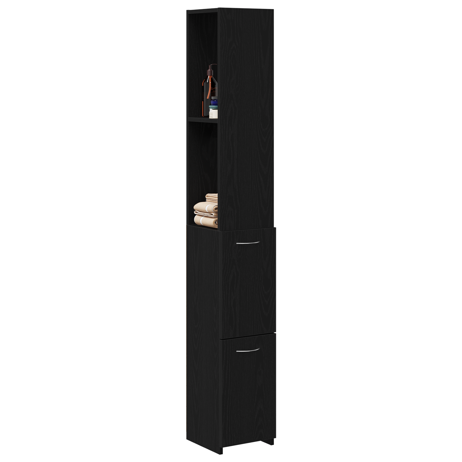 Black Oak Bathroom Cabinet 25x25x170 cm Made of Engineered Wood - Image 3