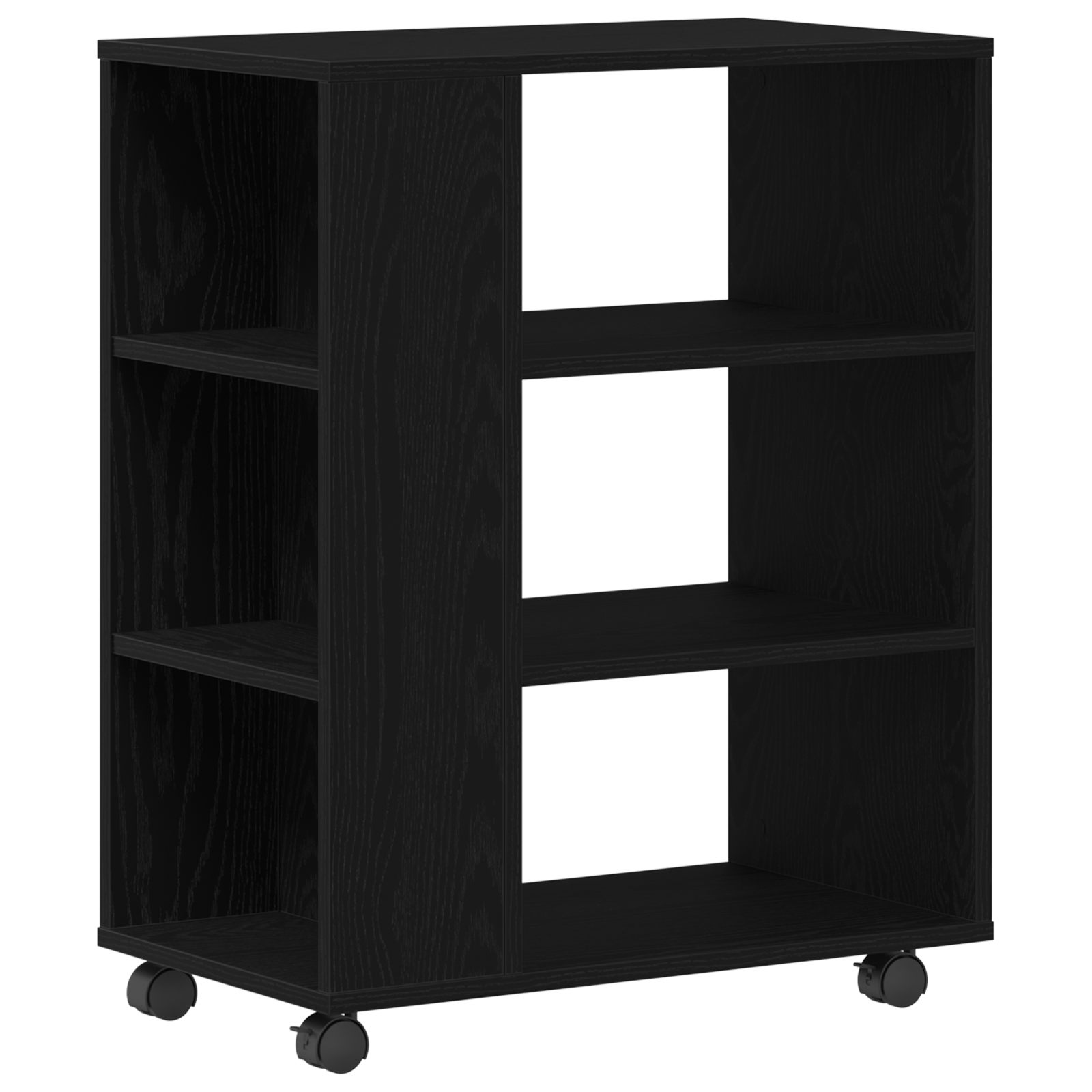 Rolling Cabinet in Black Oak, 60x35x75 cm, Made of Engineered Wood - Image 2