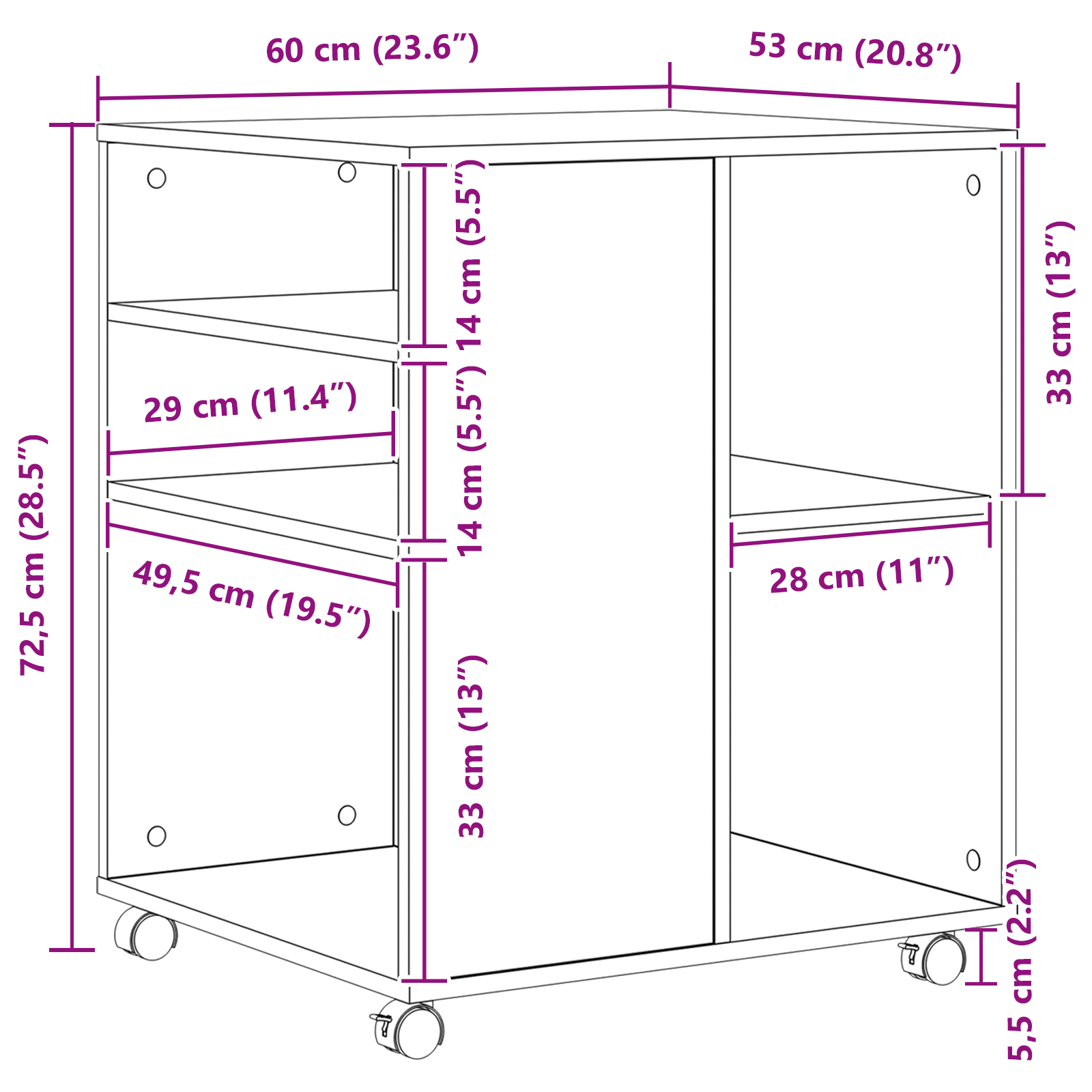 Storage Cabinet Black Oak 60x53x72,5 cm Engineered Wood - Image 10