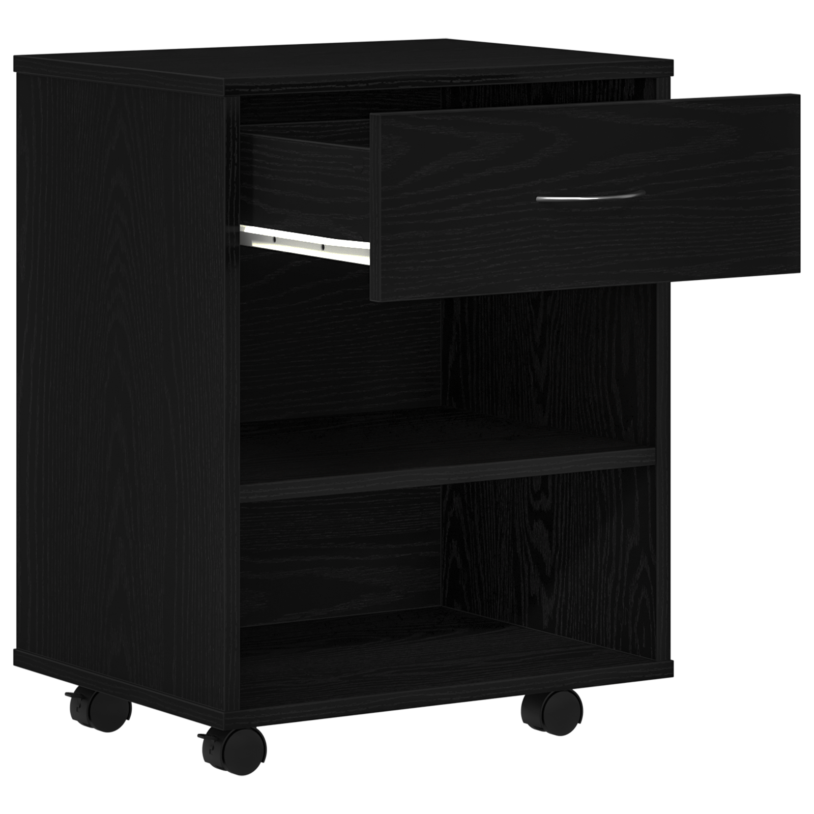 Rolling Cabinet in Black Oak - 46x36x59 cm Made of Engineered Wood - Image 5
