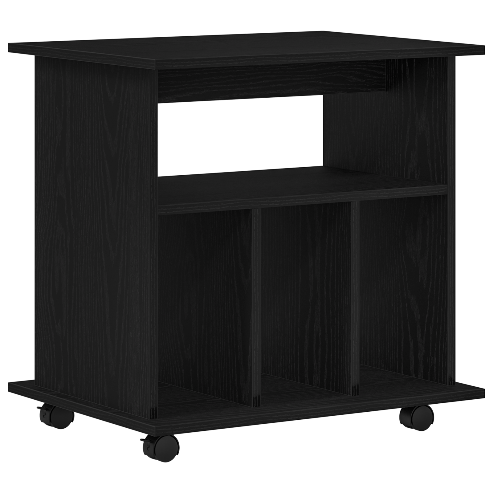 Rolling Cabinet Black Oak 60x45x55 cm Engineered Wood - Image 2